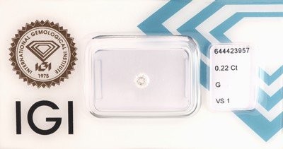 Image Loser Brillant, 0.22 ct feines Weiß(G)/vs1, eingeschweißt, mit IGI-Expertise ...
