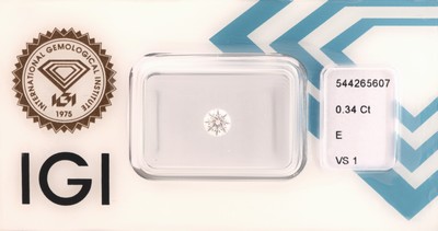 Image Loser Brillant, 0.34 ct feines Weiß(E)/vs1, eingeschweißt, mit IGI-Expertise ...