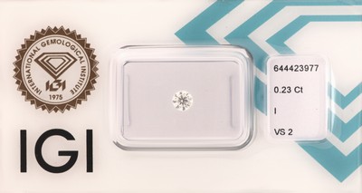 Image Loser Brillant, 0.23 ct l.get.Weiß(I)/vs2, eingeschweißt, IGI-Expertise Schätzpreis: ...