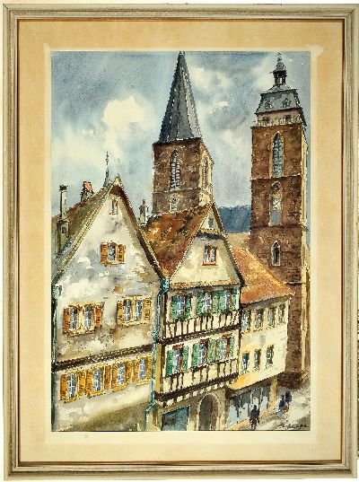27025920l - Heiner Deege, 1920-2007, zwei großformatige Aquarelle mit Ansichten von ...