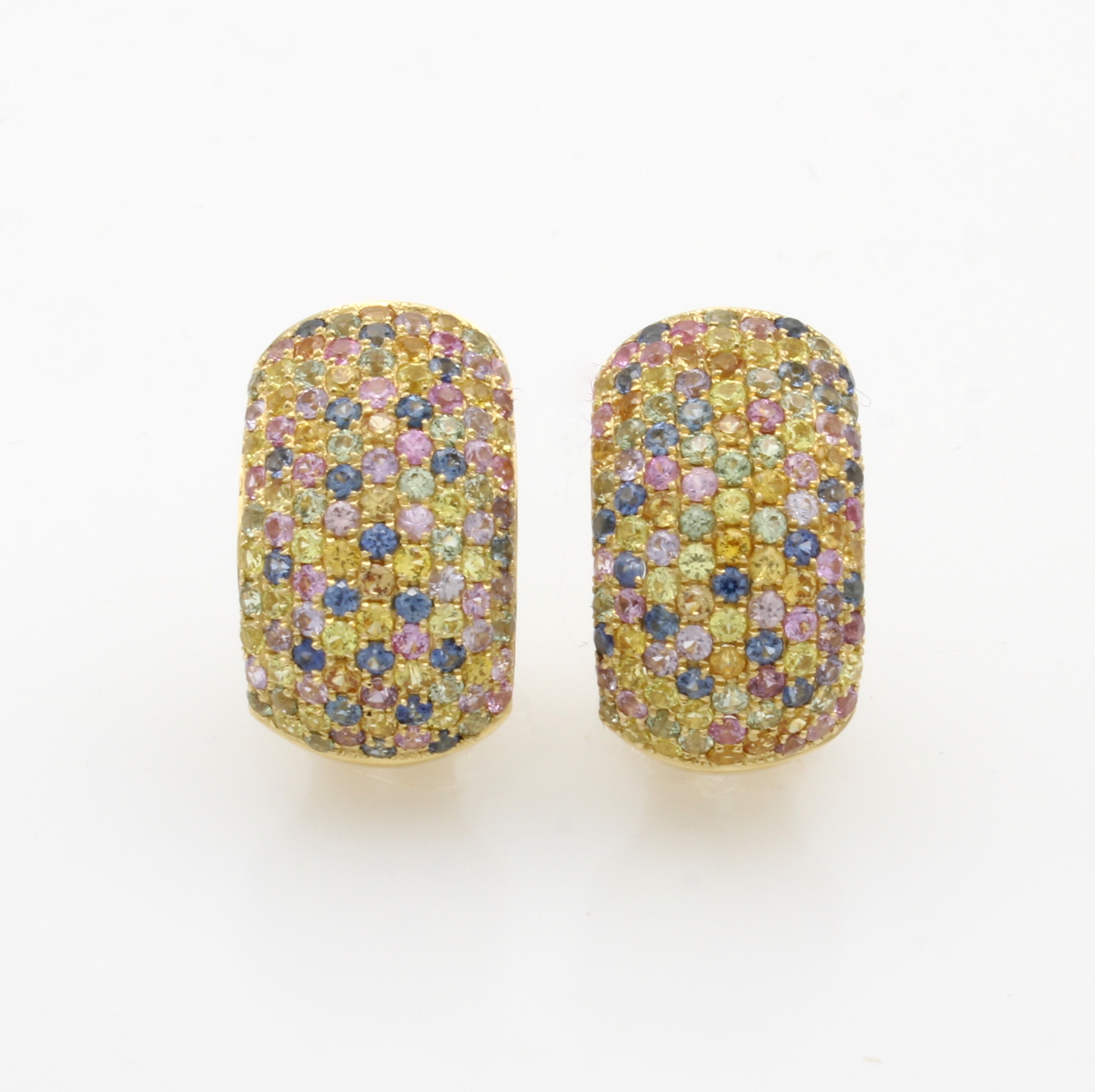 Image 27026655 - Paar Steckcreolen mit Saphiren, GG 750/000, fancy Saphire zus. ca. 4.24 ct, m. ...