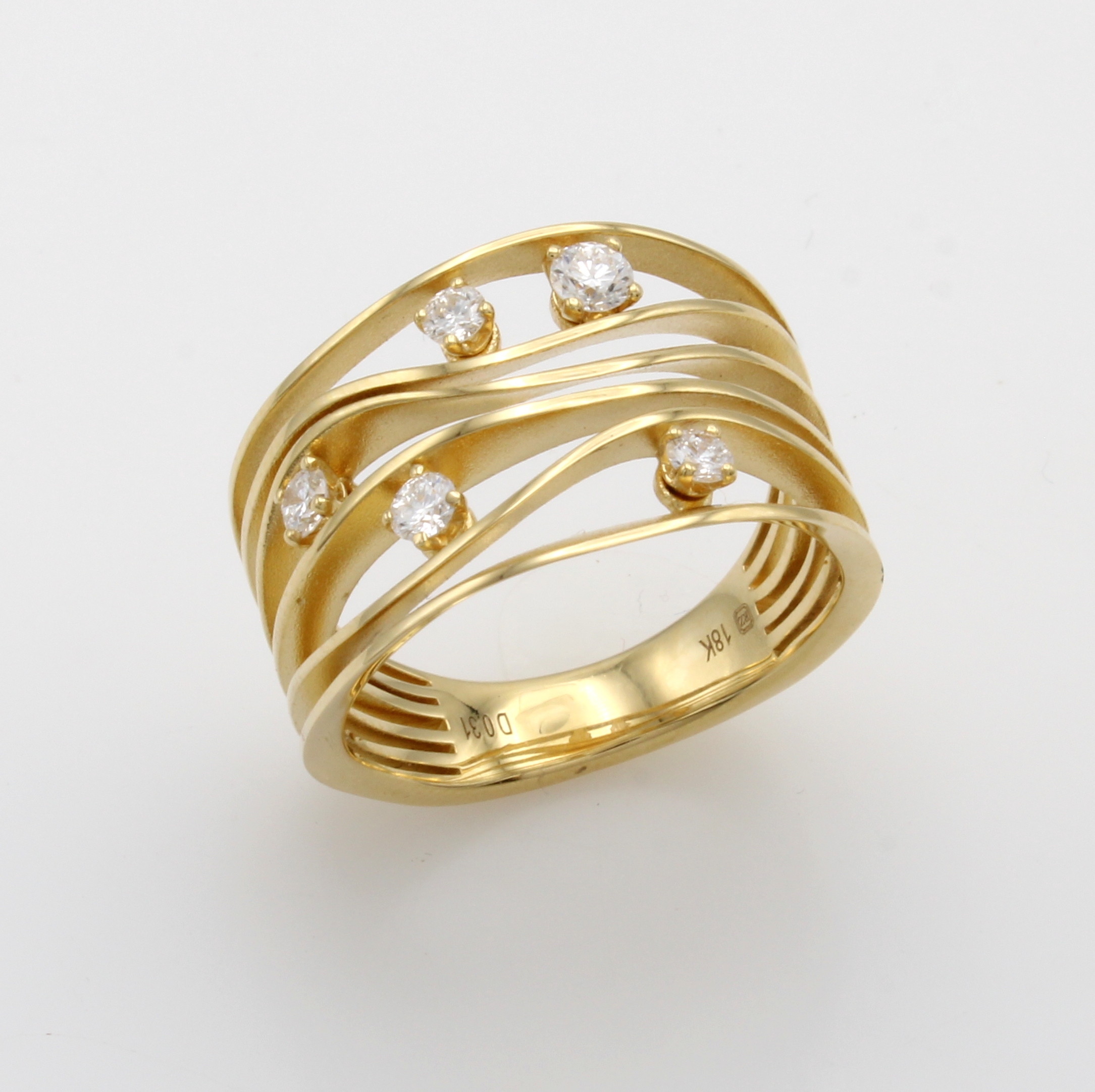 Image 27026861 - Ring mit Brillanten, GG 750/000, mehrrhg. Optik, 5 Brill. zus. ca. 0.31 ct feines Weiß/ ...