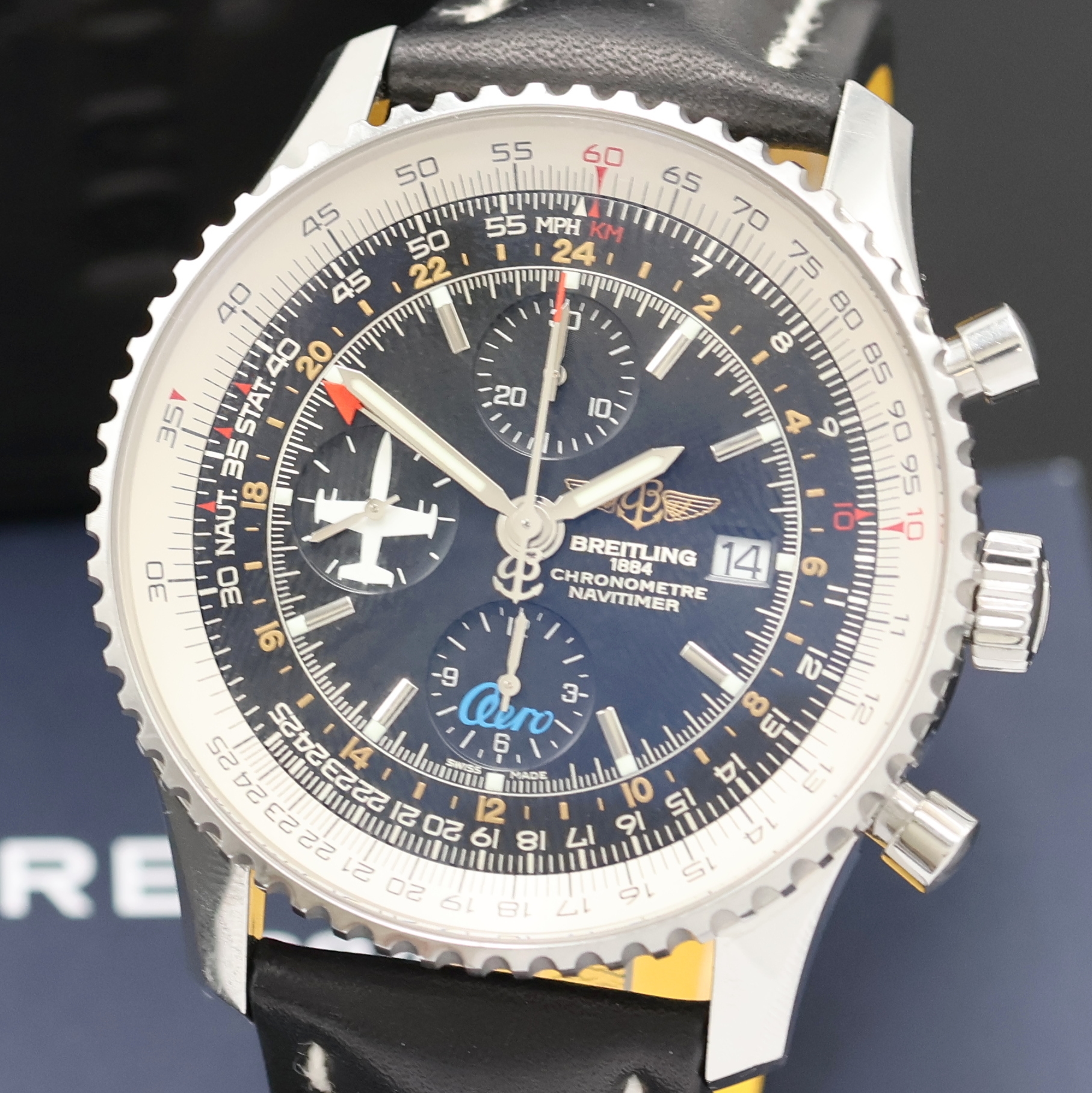 Detail a: BREITLING extrem seltener, auf 50 Stück limitierter Armbandchronograph Navitimer World Aero Referenz A24322, Automatik, Chronometer in Edelstahl ...