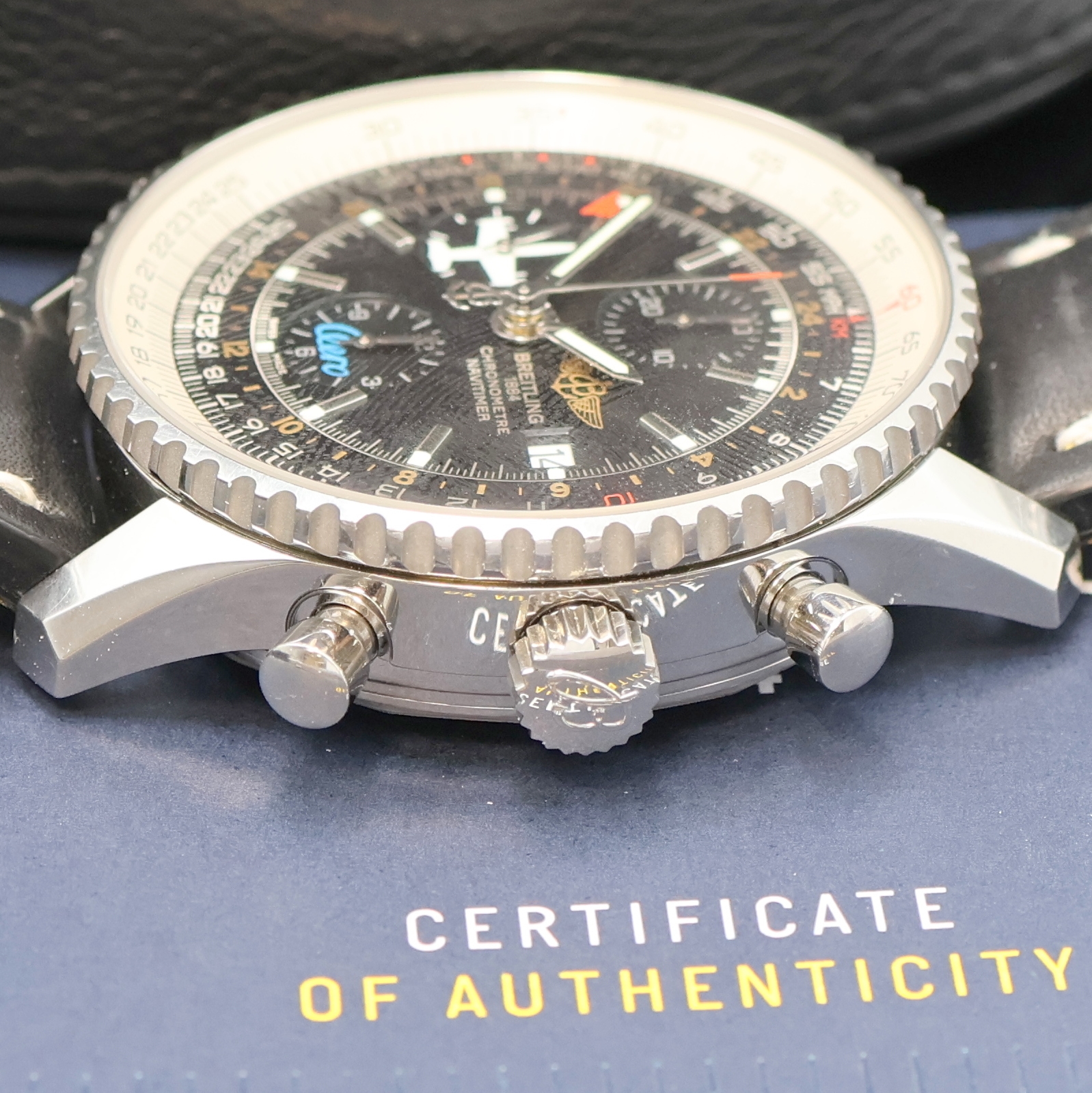 Detail d: BREITLING extrem seltener, auf 50 Stück limitierter Armbandchronograph Navitimer World Aero Referenz A24322, Automatik, Chronometer in Edelstahl ...