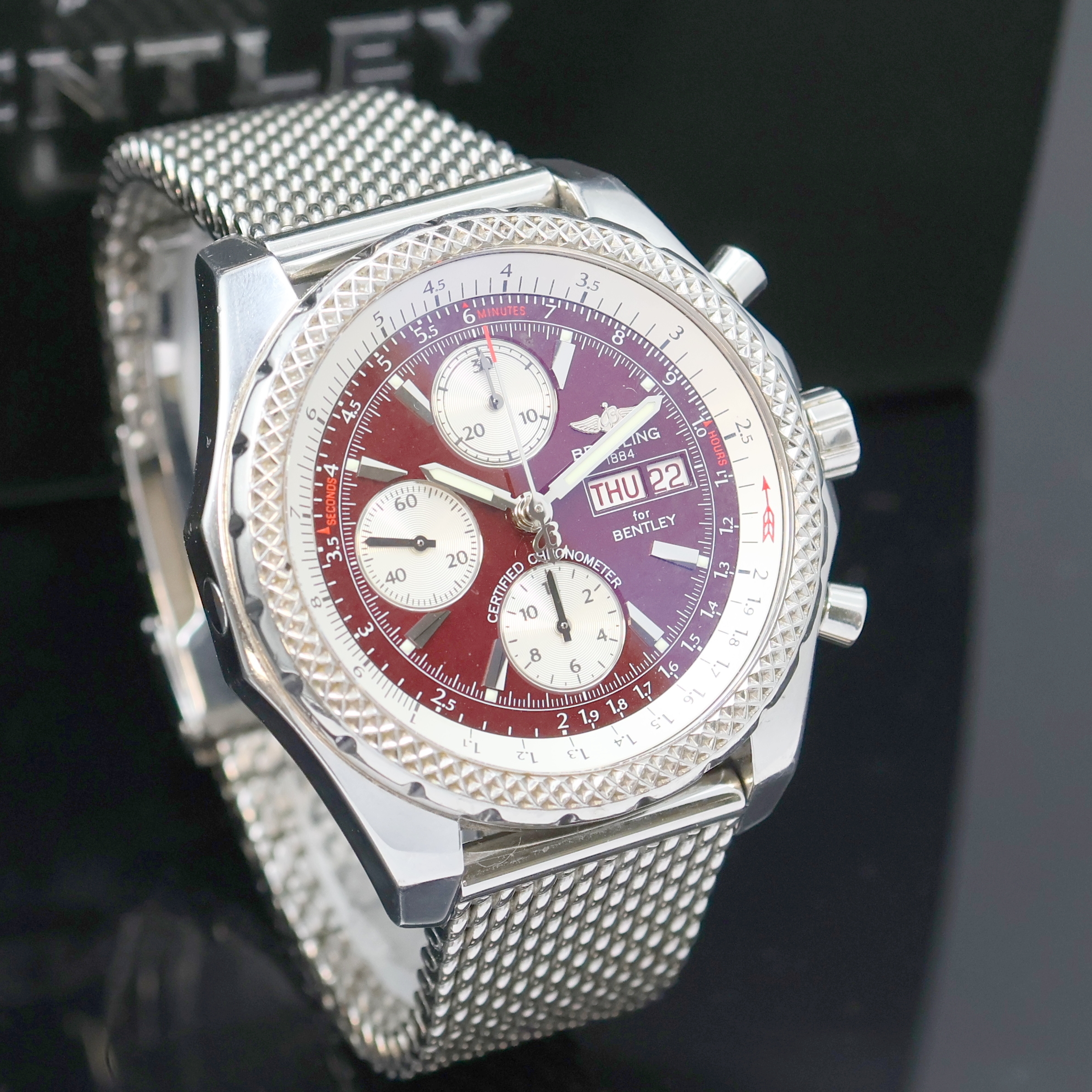 Detail b: BREITLING for Bentley GT Armbandchronograph Referenz A13362, Automatik, Schweiz um 2010, Chronometer in Edelstahl inkl. orig. Gliederband m. ...