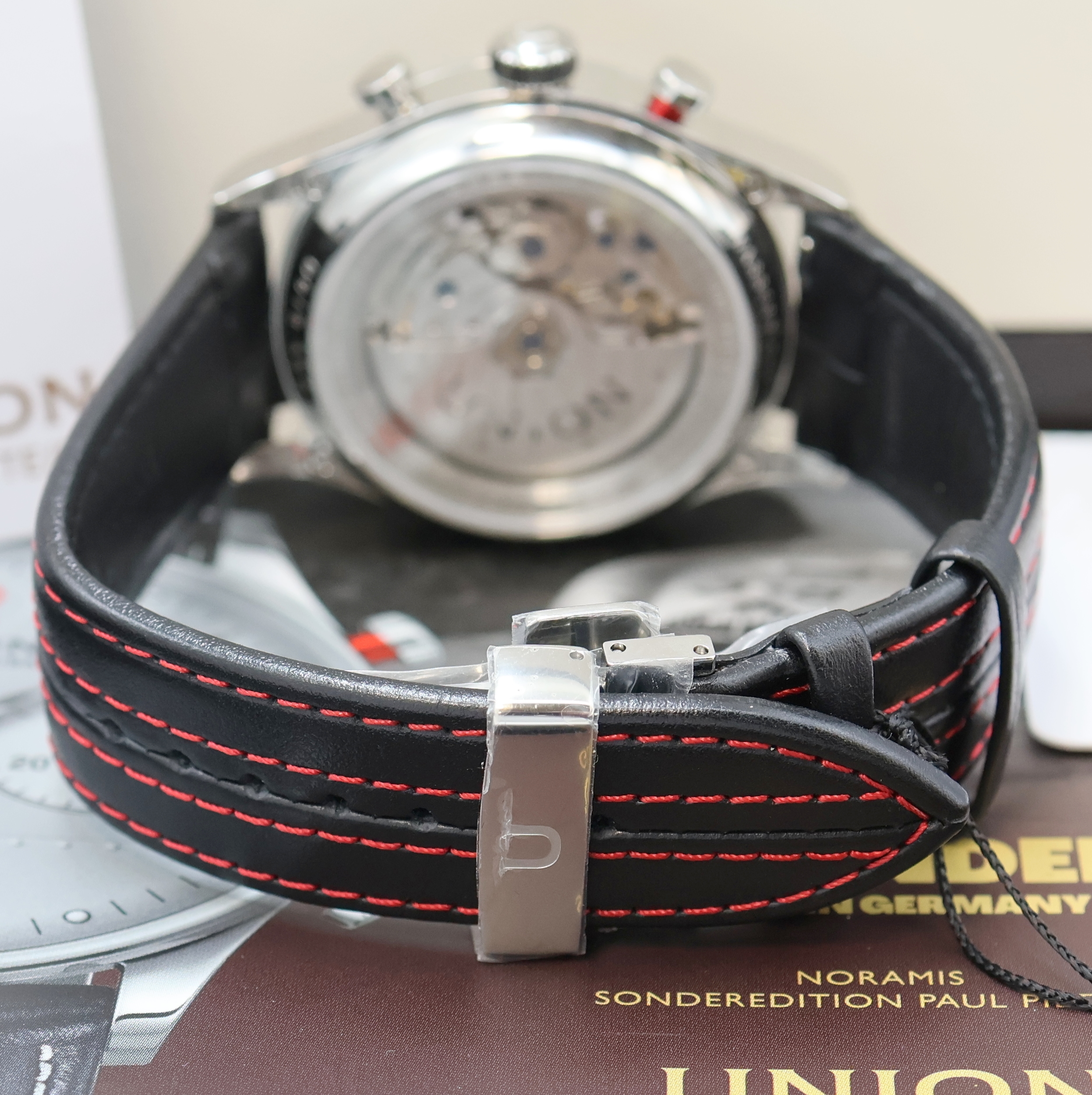 Detail c: UNION GLASHÜTTE nahezu neuwertiger Armbandchronograph Sonderedition Paul Pietsch Referenz D012.427.16.082.00, Automatik, Edelstahlgeh. inkl. orig. ...