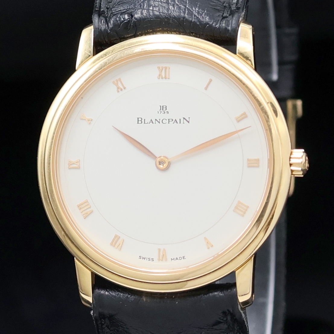 Detail a: BLANCPAIN Villeret Ultra Slim Armbanduhr in RG 750/000, Schweiz 1990er Jahre, Automatik, beids. vergl. Gehäuse inkl. Lederband m. orig. RG 750/000 ...