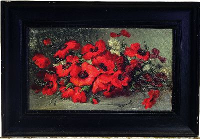 27027003k - Clara Hoppenrath, Berliner Malerin Anfang des 20. Jh., Stillleben mit Mohnblumen, ...