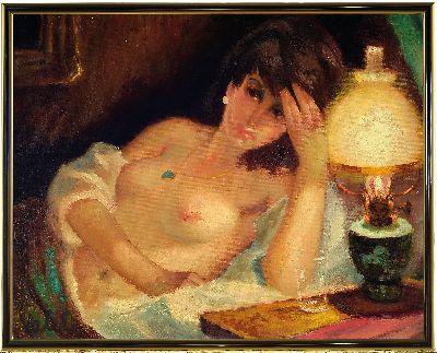 27027037k - Valeh, Pseudonym des Helmut Wanschap, 1911 Berlin-1987 Kusel, liegender Halbakt, ...