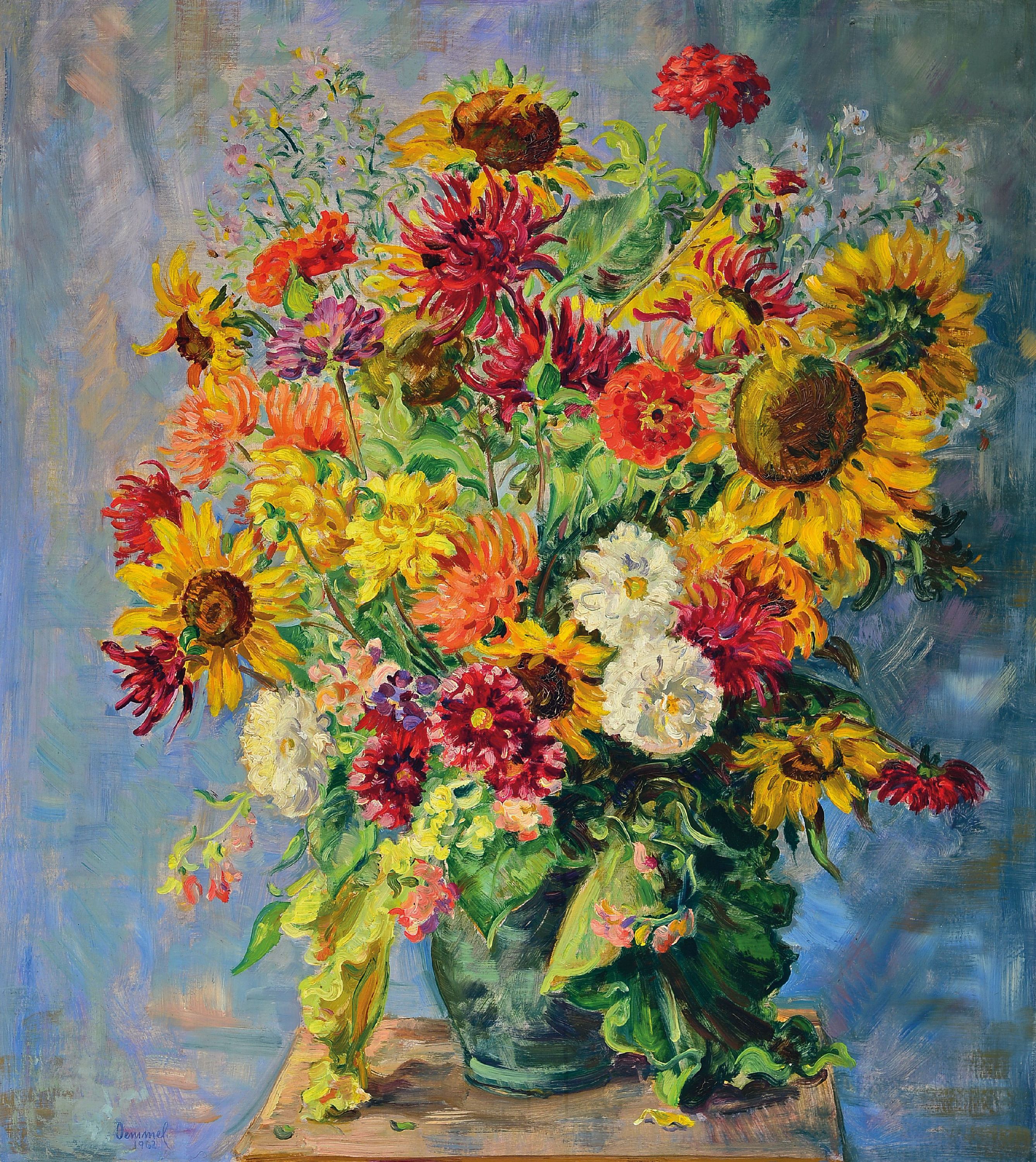 Image 27027125 - Willibald Demmel, 1914-1989, prächtiges Blumenstillleben, Öl/Lwd, links unten sign. ...