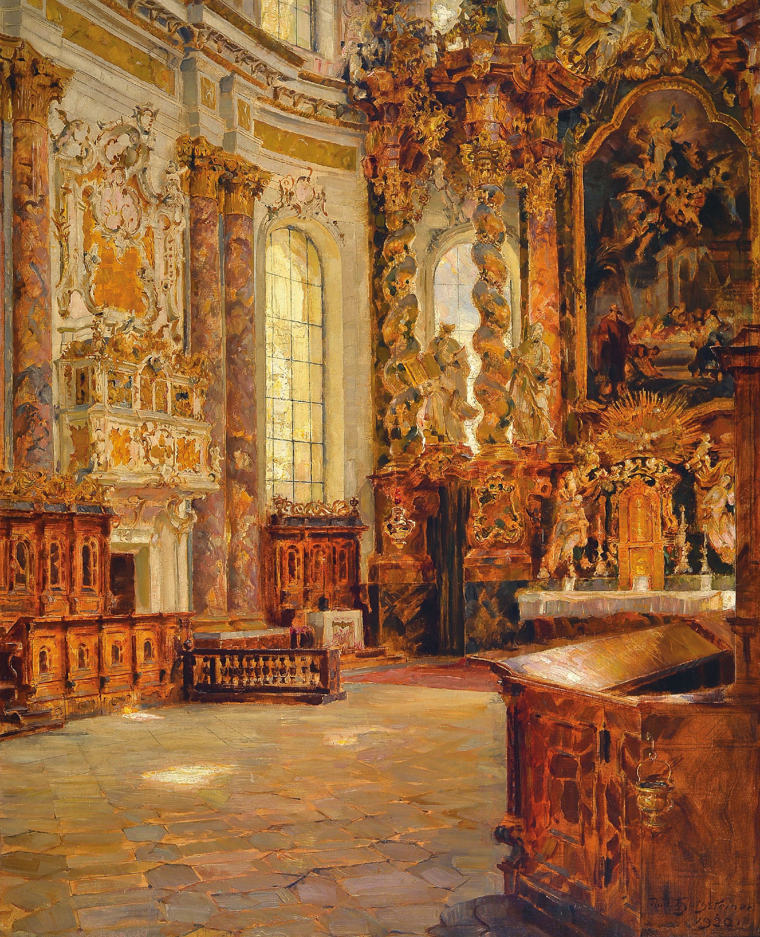 Image 27027126 - Rudolf Huthsteiner, 1855 Düsseldorf-1935 Stuttgart, Blick in die Klosterkirche ...