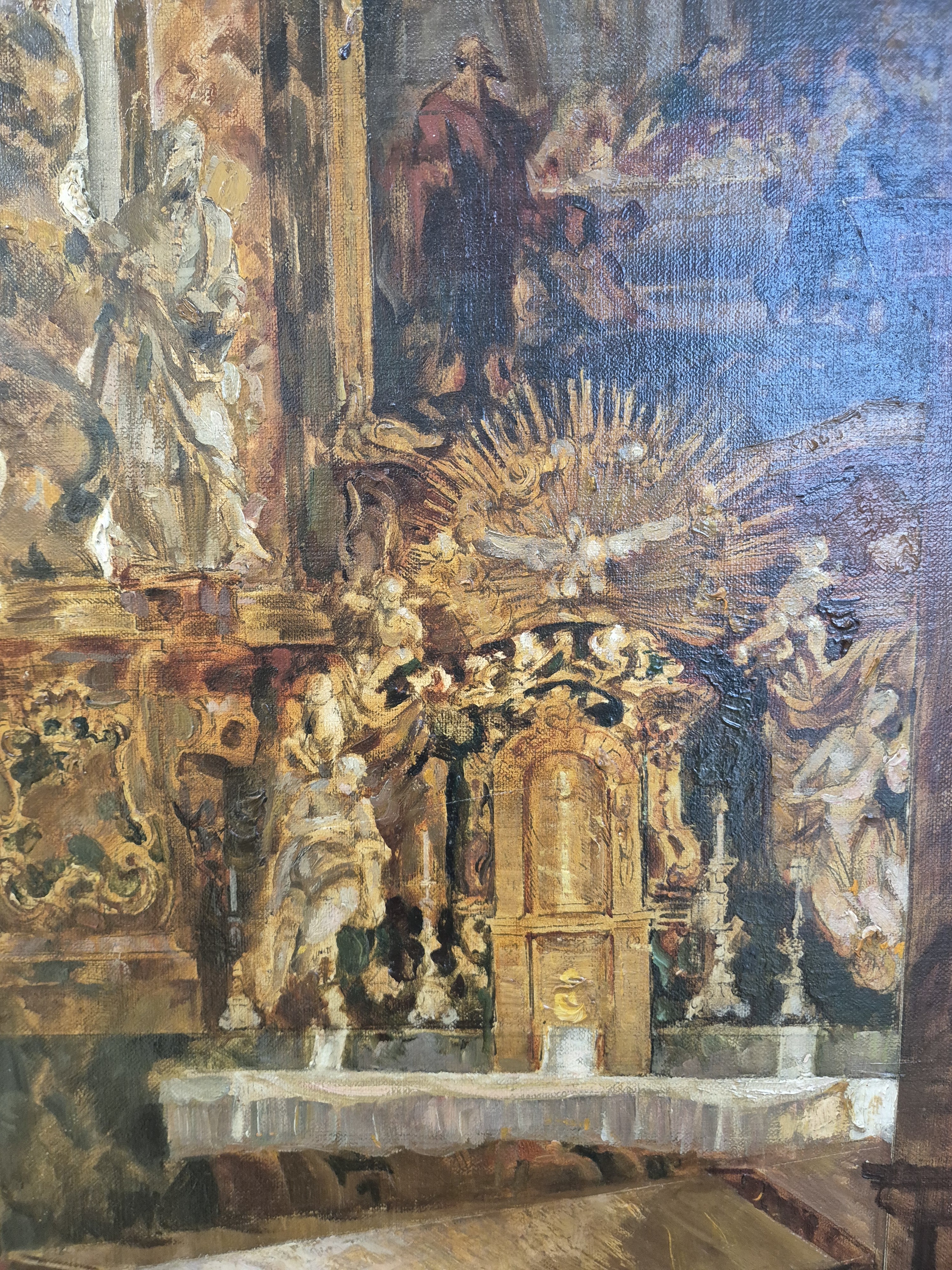 Detail c: Rudolf Huthsteiner, 1855 Düsseldorf-1935 Stuttgart, Blick in die Klosterkirche Fürstenfeld, Öl/Lwd, rechts unten sign. und dat. 1920, 102x83cm, R. ...