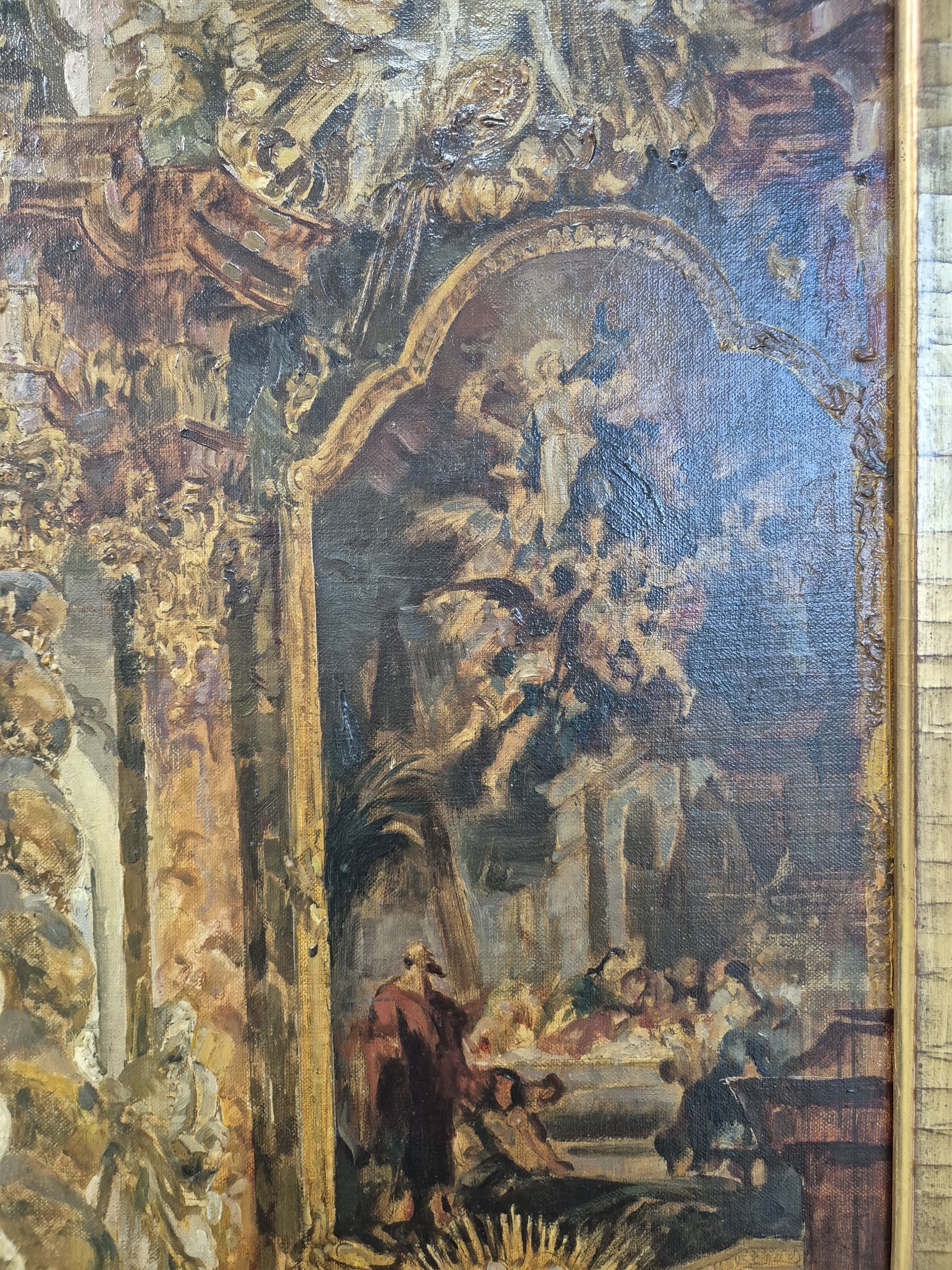 Detail d: Rudolf Huthsteiner, 1855 Düsseldorf-1935 Stuttgart, Blick in die Klosterkirche Fürstenfeld, Öl/Lwd, rechts unten sign. und dat. 1920, 102x83cm, R. ...