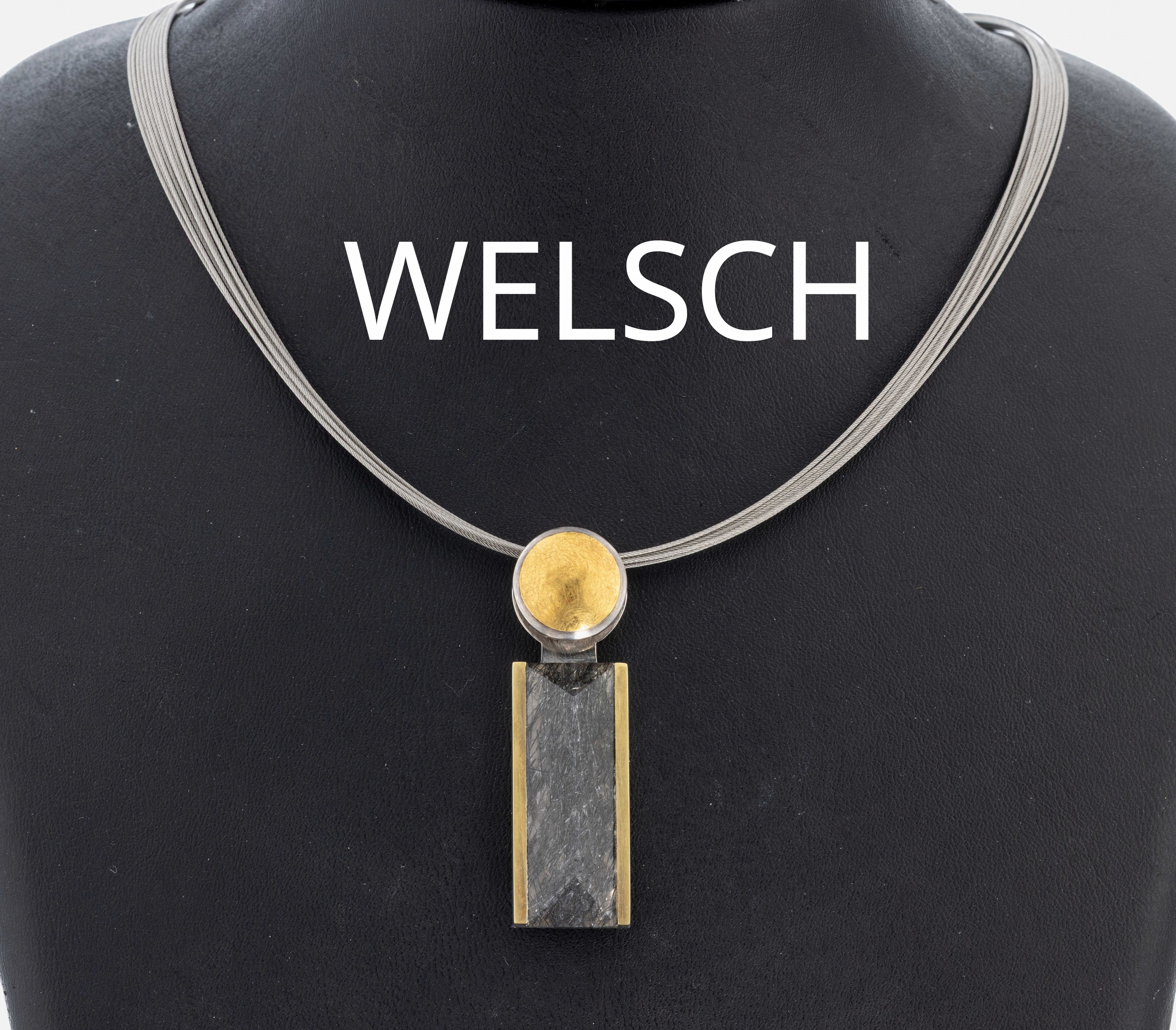 Image 27027138 - Rutilquarz-Collier, 925er Silber, teilverg., länglicher Rutilquarz, vergoldete ...