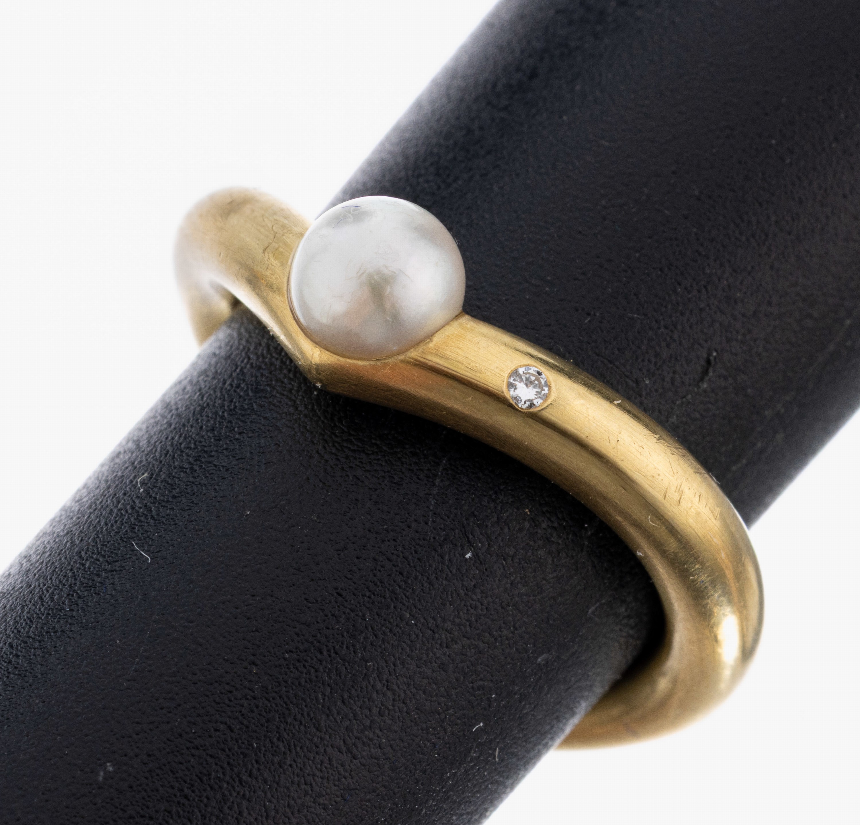 Image 27027191 - 18 kt Gold Perl-Brillant-Ring, GG 750/000, qualitätvolle Verarbeitung, ...