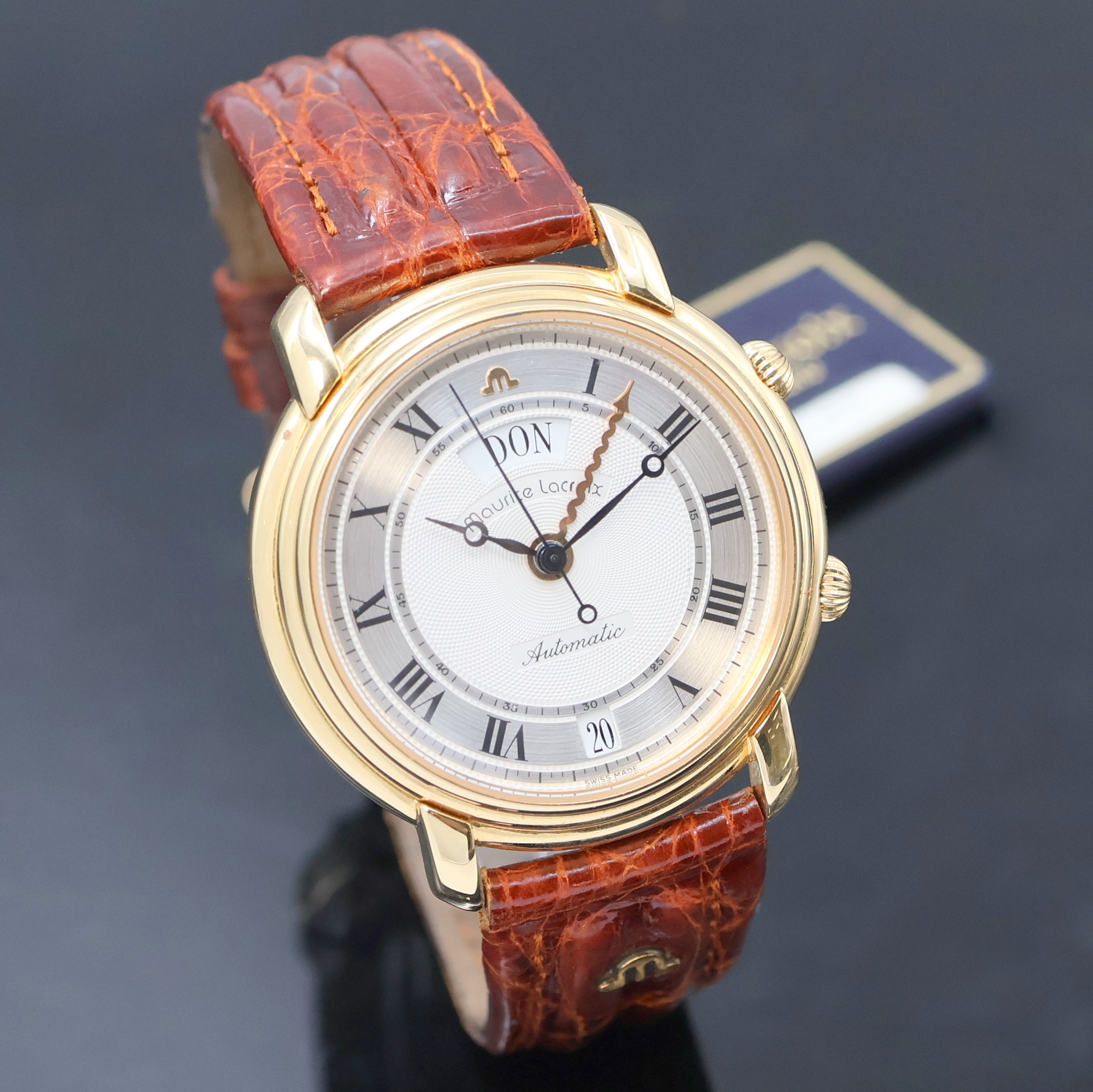 Detail b: MAURICE LACROIX seltener, auf 999 Stück limitierter Armbandwecker in RoseG 750/000 Referenz 45393, Schweiz um 2000, Automatik, beids. vergl. Geh., ...