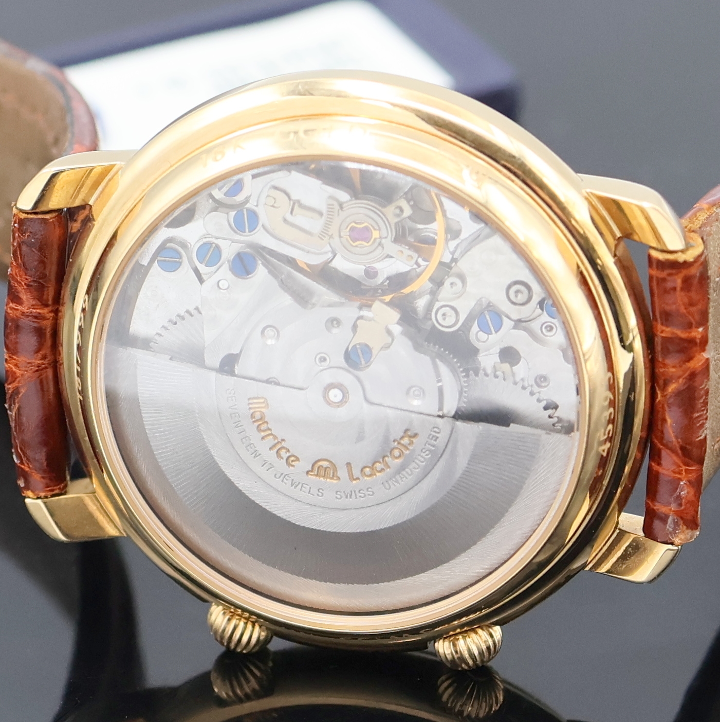 Detail f: MAURICE LACROIX seltener, auf 999 Stück limitierter Armbandwecker in RoseG 750/000 Referenz 45393, Schweiz um 2000, Automatik, beids. vergl. Geh., ...