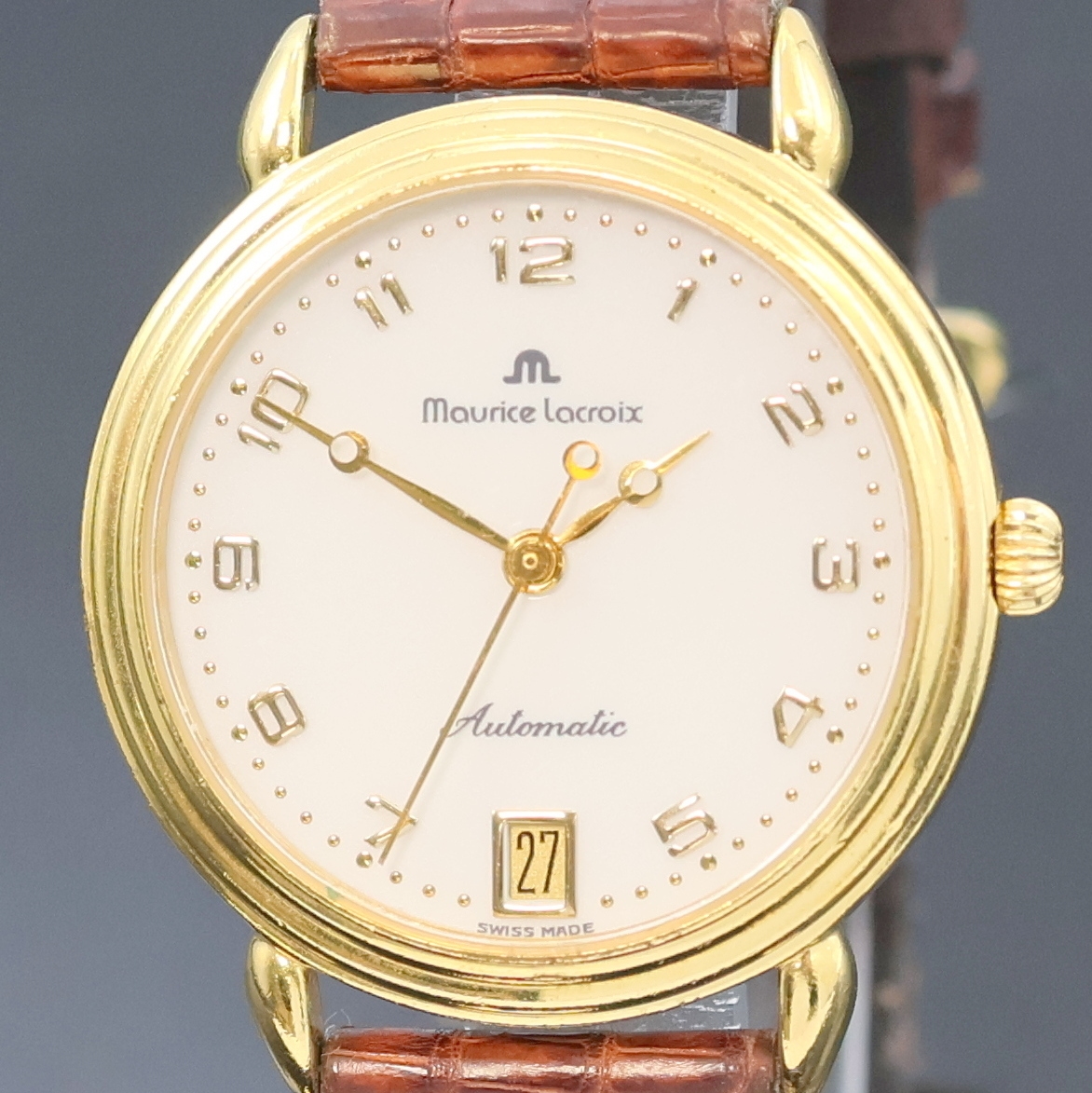 Detail a: MAURICE LACROIX Damenarmbanduhr Les Classiques Referenz 11406, Schweiz um 2000, Automatik, verg. Geh. beids. vergl., orig. Lederband m. Dornschl., ...