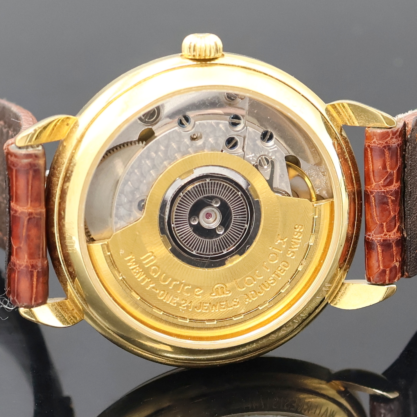 Detail e: MAURICE LACROIX Damenarmbanduhr Les Classiques Referenz 11406, Schweiz um 2000, Automatik, verg. Geh. beids. vergl., orig. Lederband m. Dornschl., ...