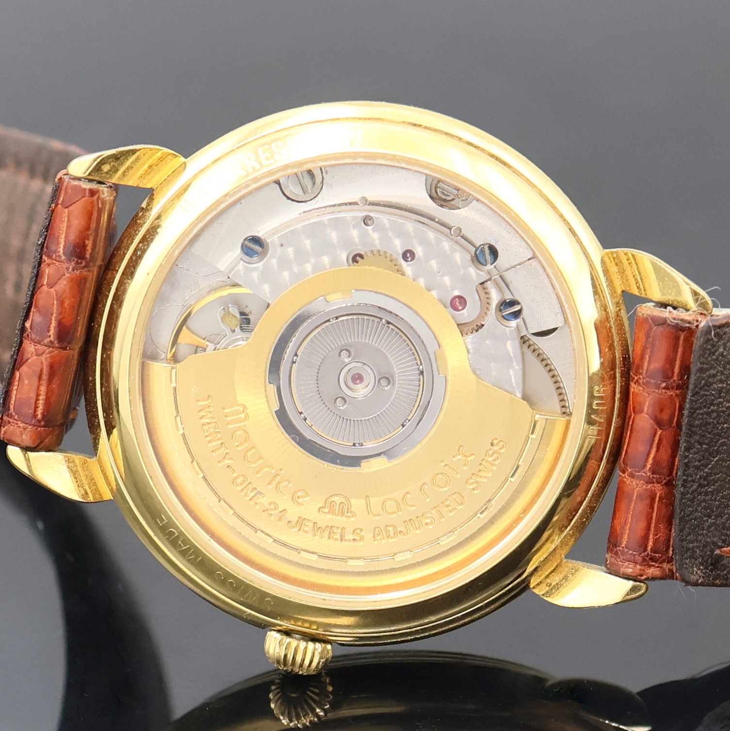 Detail f: MAURICE LACROIX Damenarmbanduhr Les Classiques Referenz 11406, Schweiz um 2000, Automatik, verg. Geh. beids. vergl., orig. Lederband m. Dornschl., ...