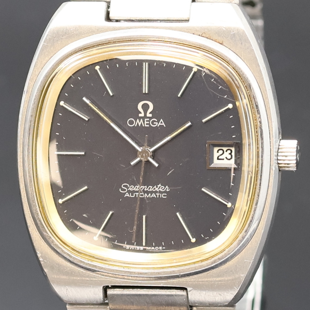 Detail a: OMEGA Seamaster Herrenarmbanduhr Referenz 166.0207/366.0843, Schweiz um 1979, Automatik, Boden m. Seepferdchenlogo aufgedr., blaues Zifferbl. m. ...