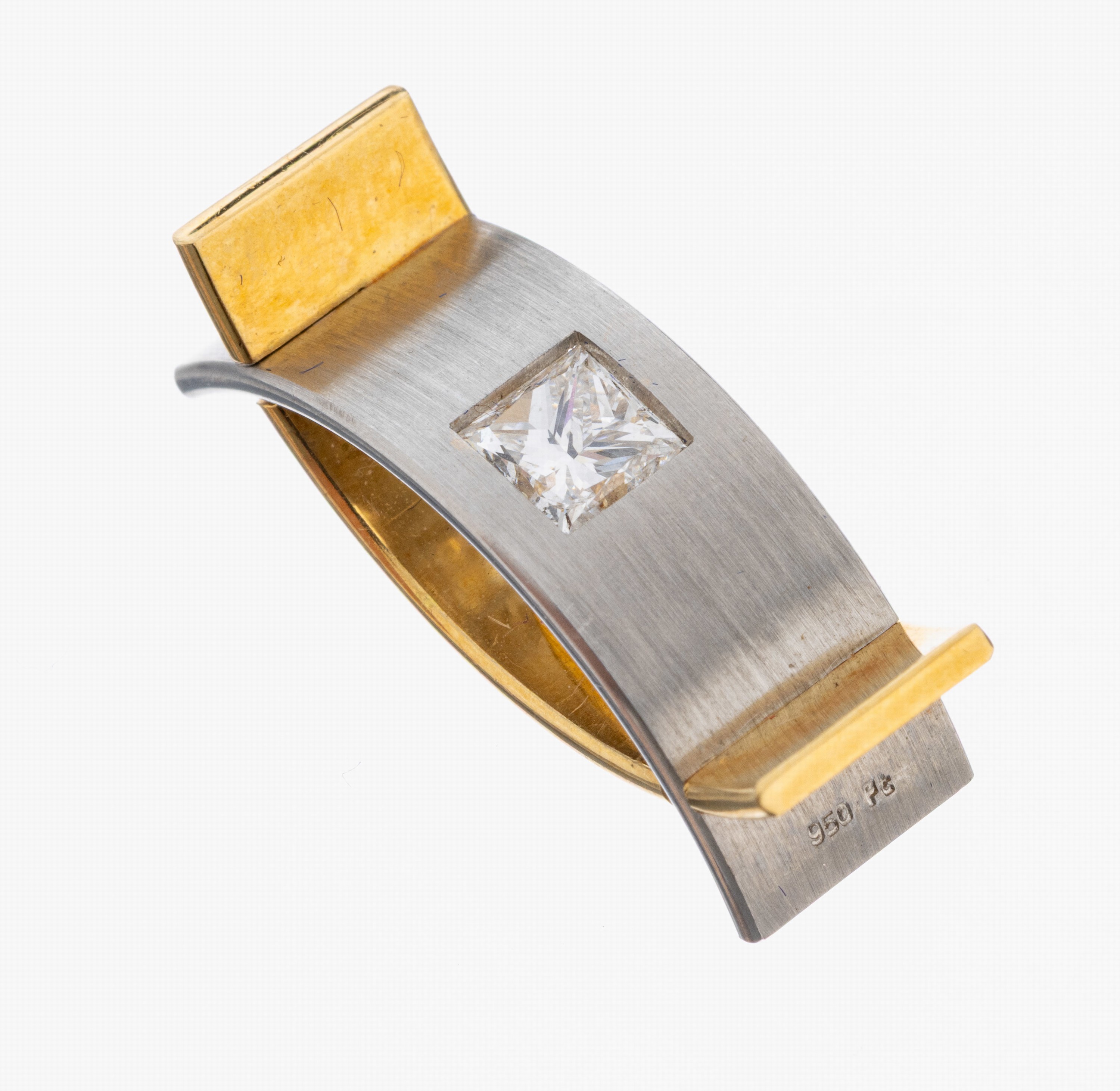 Image 27027249 - 18 kt Gold und Platin Diamant-Anhänger, GG/WG 750/000 u. Pt 950, Princesscut-Diamant ...