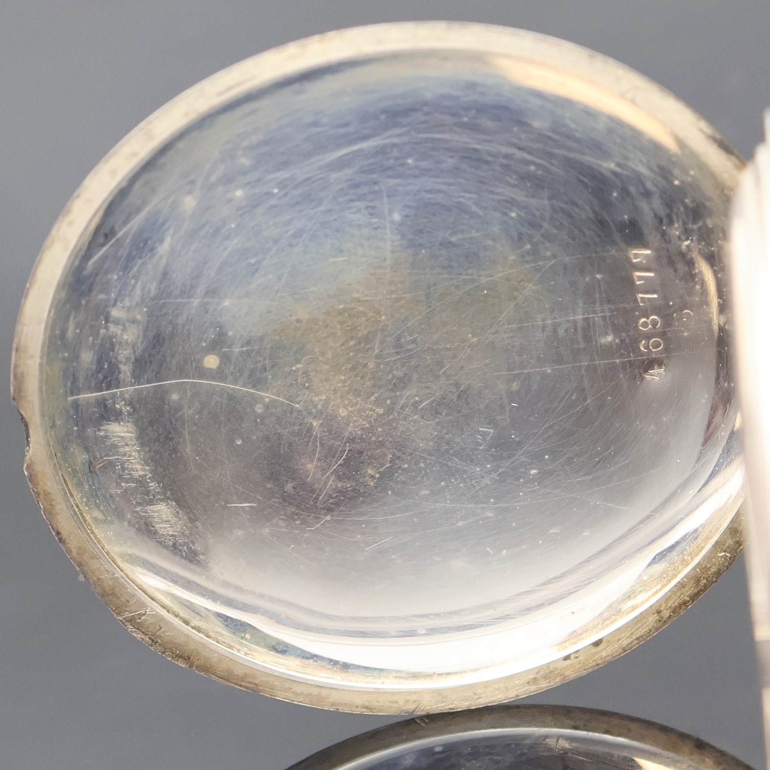 Detail c: IWC Herrentaschenuhr in Tula-Silber, Schweiz um 1909, offenes Geh. mit Tula-Einlage teilw. fehlend, Emailzifferbl. mit arab. Zahlen riss., gebl. ...