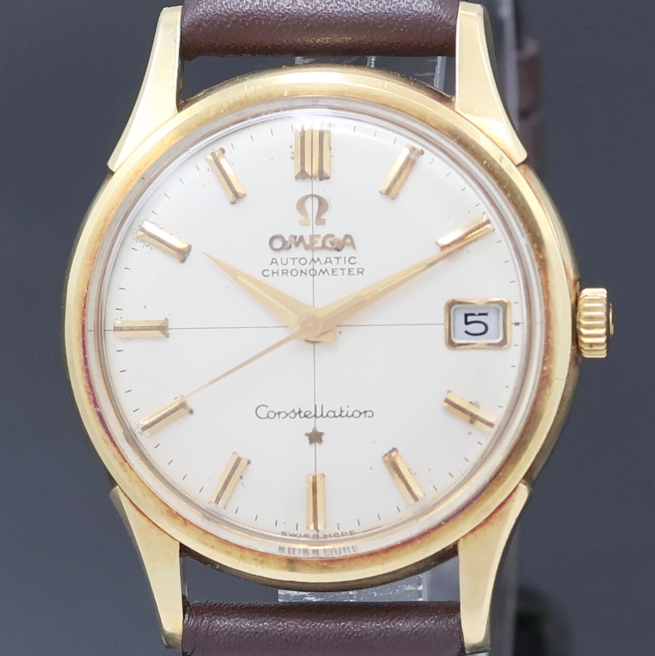 Detail a: OMEGA Constellation Armbanduhr Referenz 14393/ 94 SC 5 in GG 585/000, Automatik, unpoliertes Geh., verschr. Boden m. Sternwarten-Symbol, orig. Glas, ...