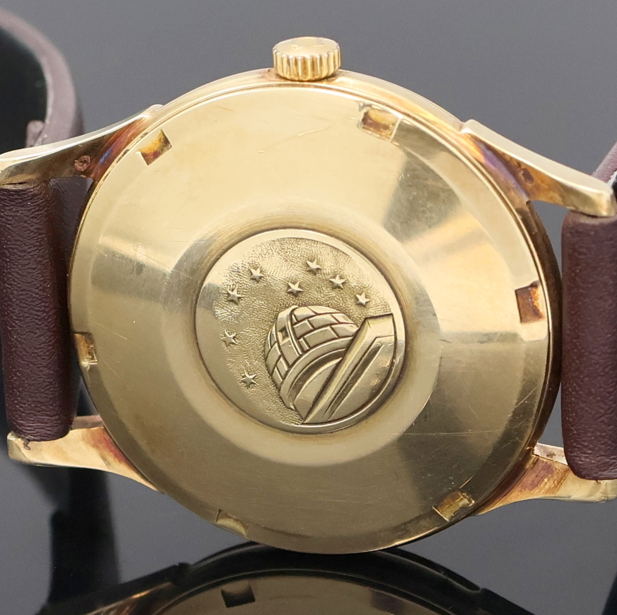 Detail d: OMEGA Constellation Armbanduhr Referenz 14393/ 94 SC 5 in GG 585/000, Automatik, unpoliertes Geh., verschr. Boden m. Sternwarten-Symbol, orig. Glas, ...