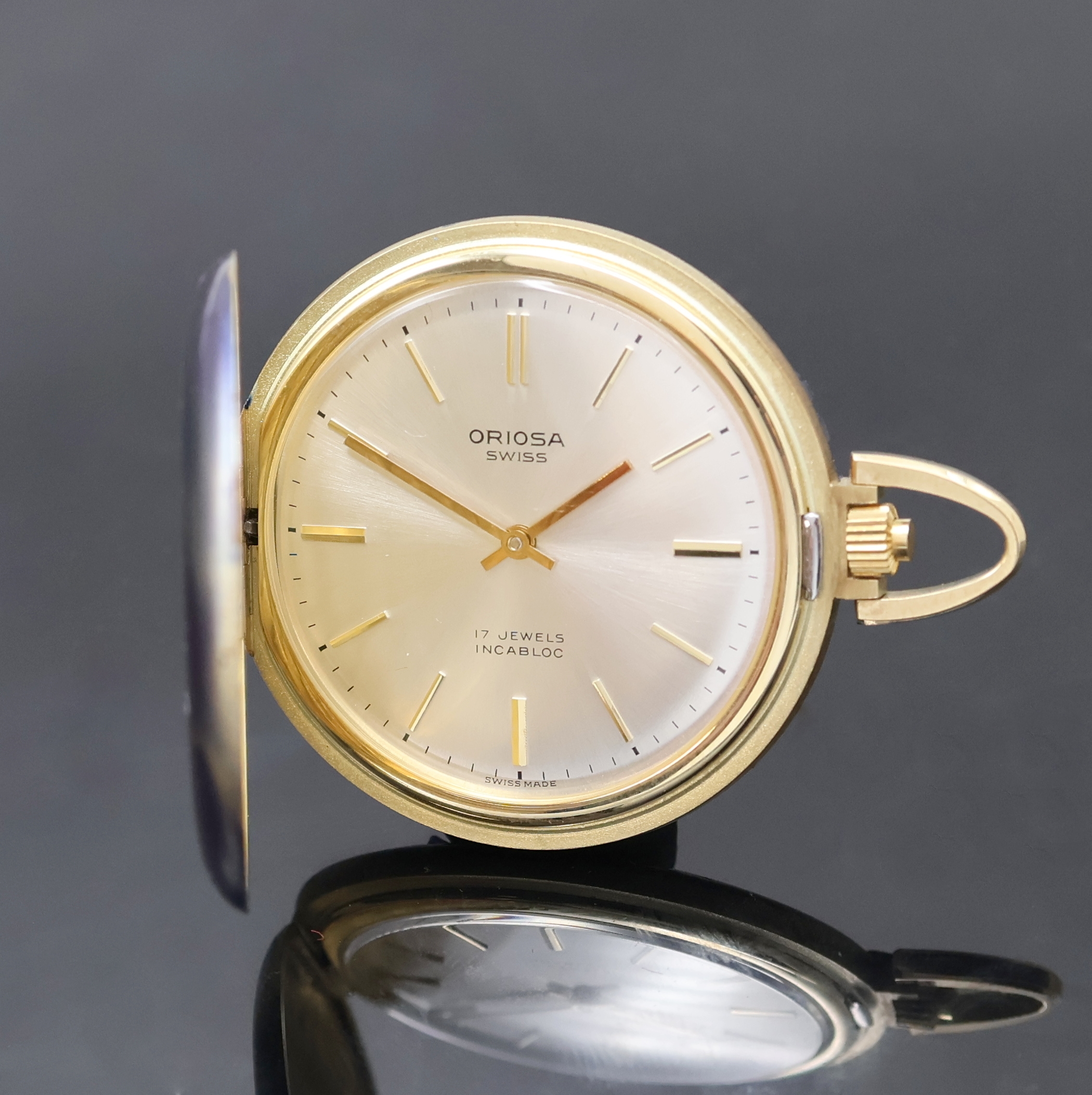 Image 27027260 - ORIOSA nahezu neuwertige Savonette-Frackuhr in GG 585/000, um 1970, Handaufzug, ...