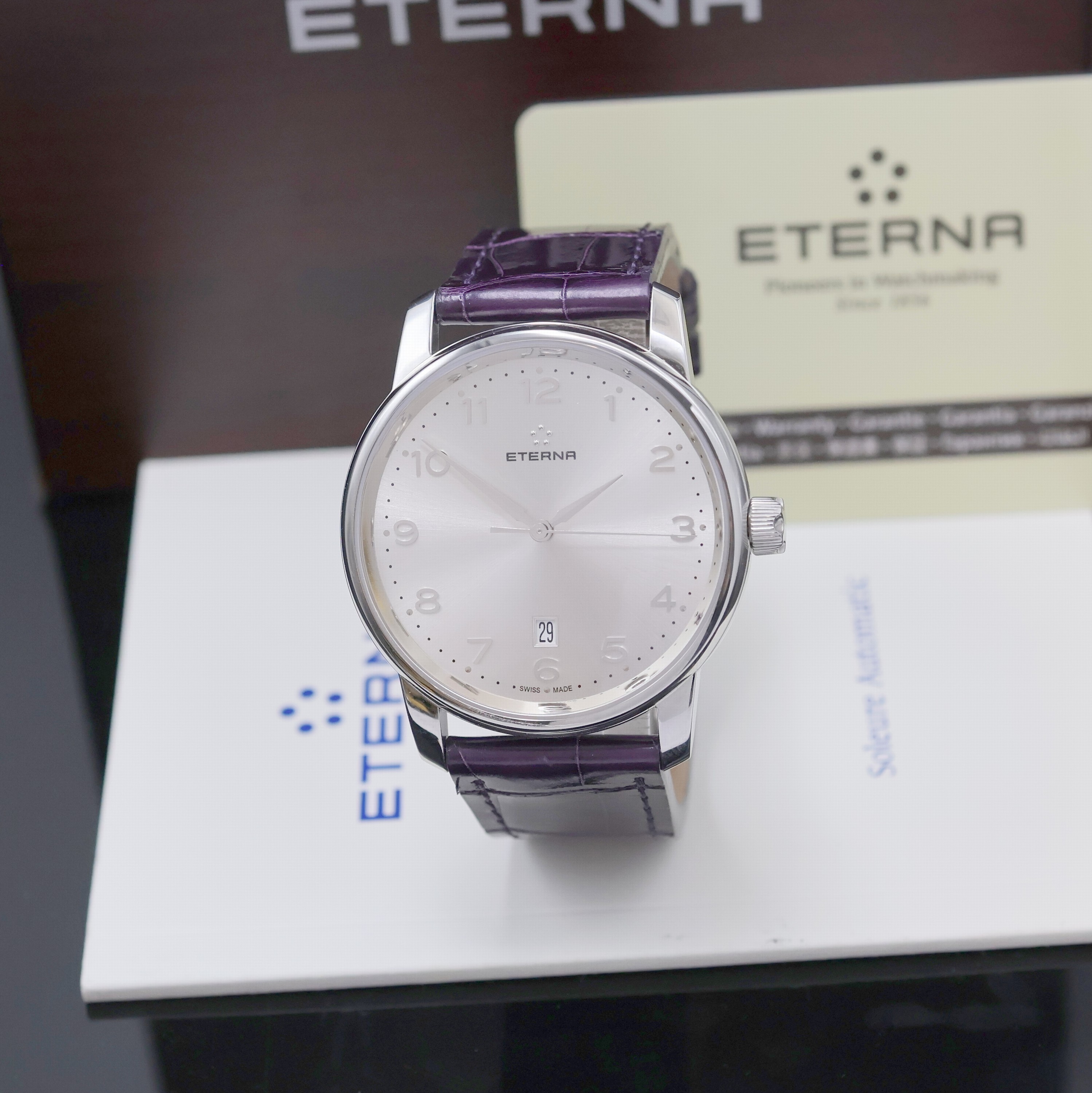 Image 27027262 - ETERNA nahezu neuwertige große Herrenarmbanduhr in Stahl mit Box und Papier, Schweiz um ...