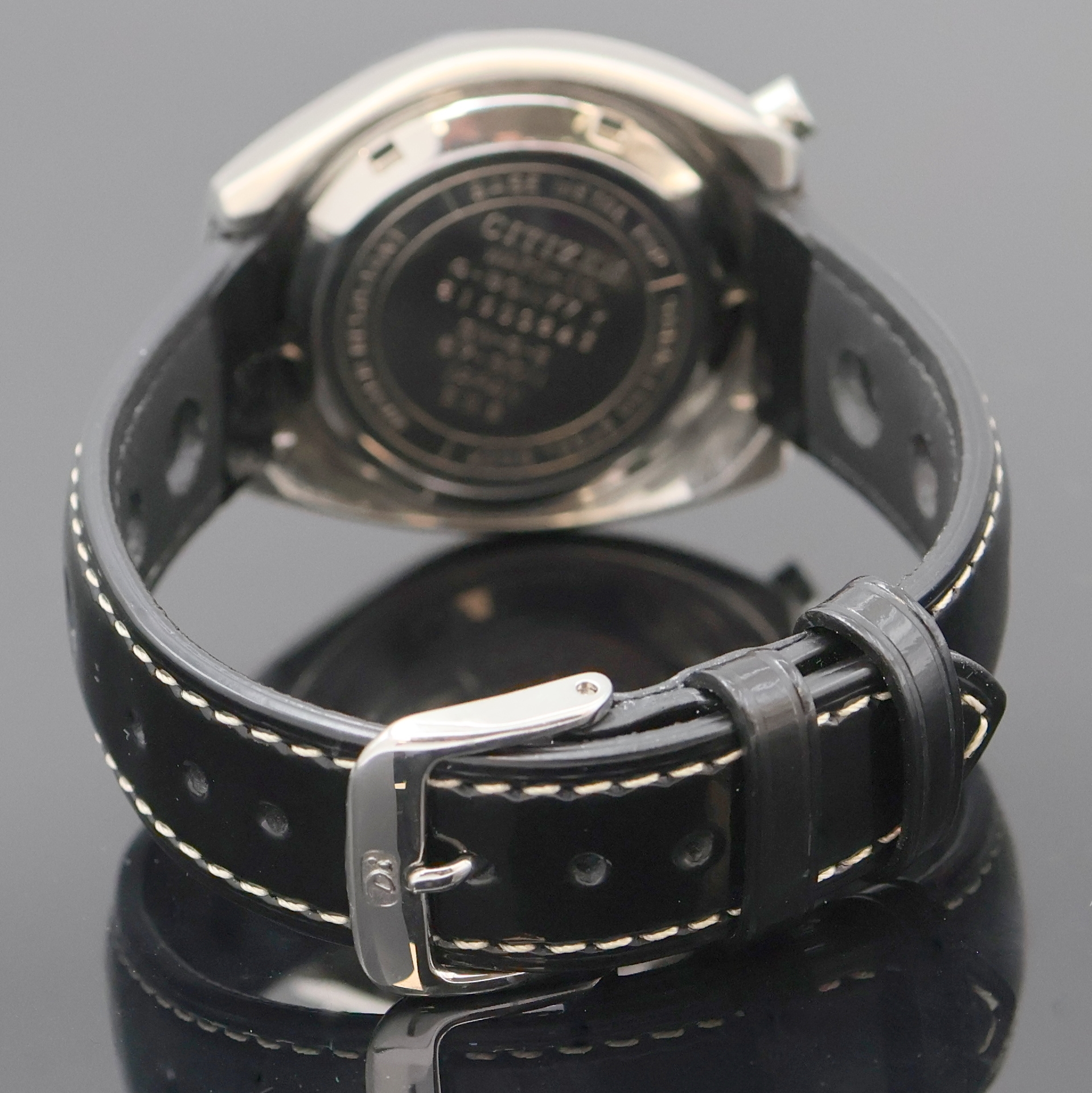 Detail c: CITIZEN "Bullhead" Flyback Armbandchronograph Referenz 4-901177 Y, Japan um 1970, Automatik, pultförmiges Stahlgeh., Boden geschr., orig. ...