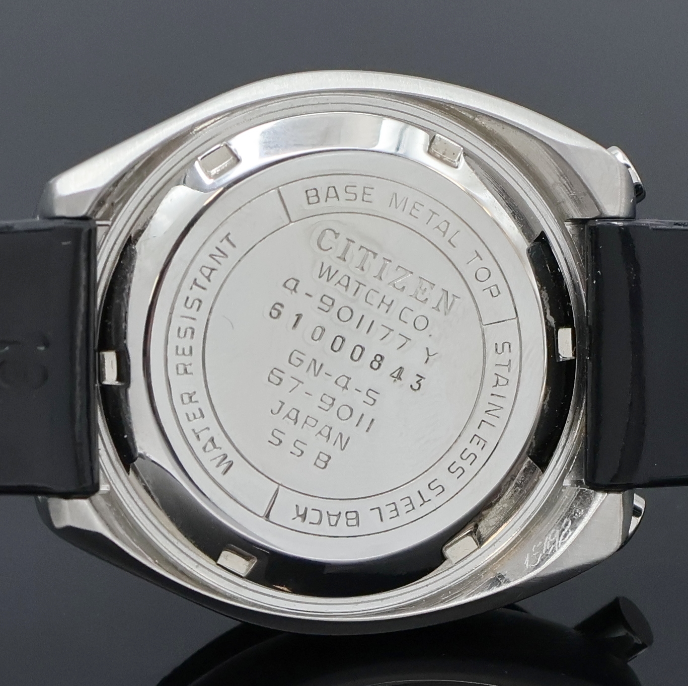 Detail e: CITIZEN "Bullhead" Flyback Armbandchronograph Referenz 4-901177 Y, Japan um 1970, Automatik, pultförmiges Stahlgeh., Boden geschr., orig. ...