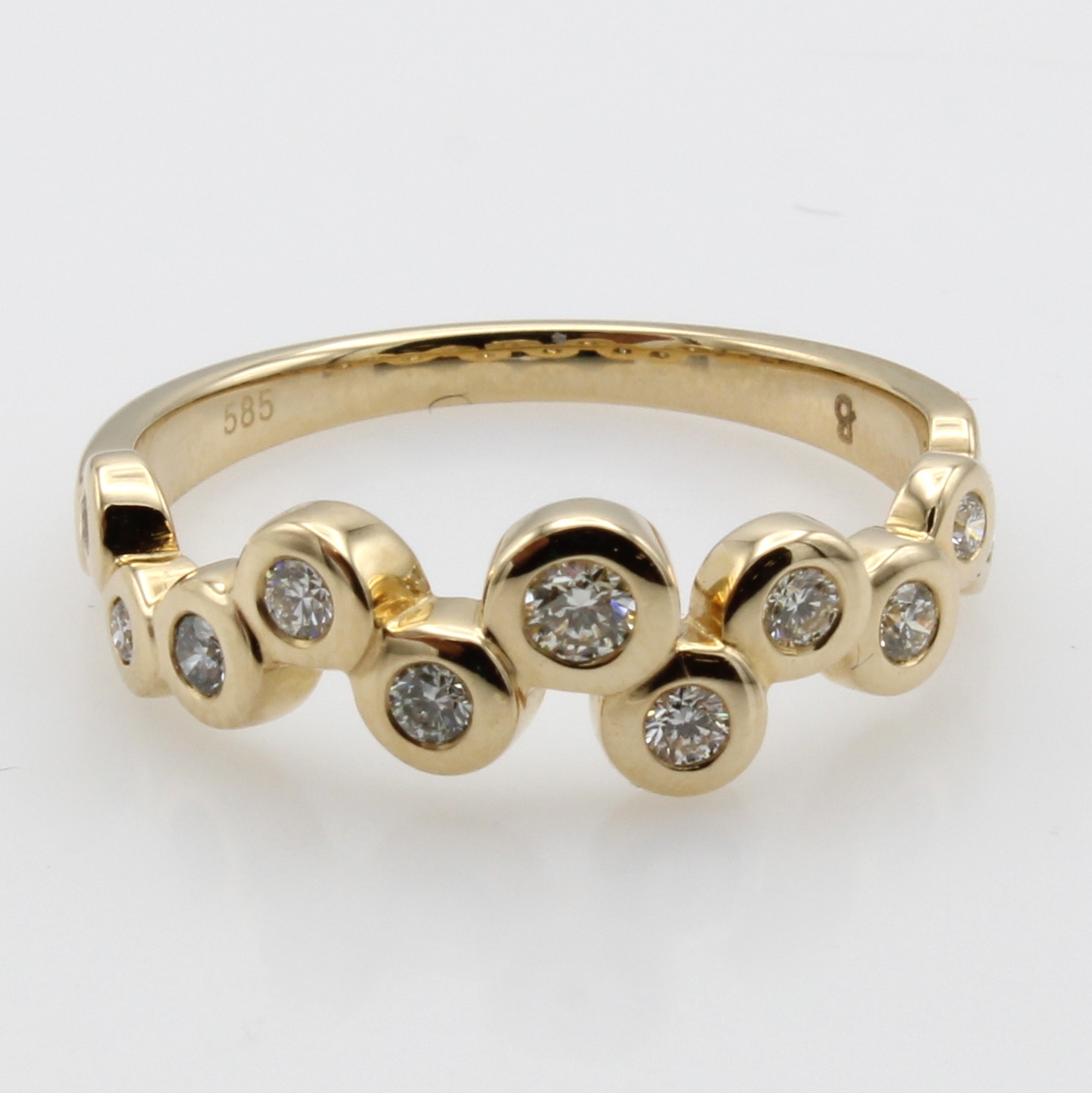 Image 27027278 - Ring mit Brillanten, GG 585/000, 11 Brill. z.T. versetzt gef. zus. ca. 0.30 ct ...