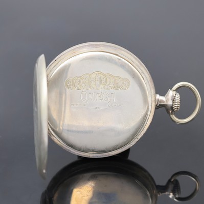 27027250b - OMEGA Silber Herrentaschenuhr um 1932, 800er Silber, Boden m. freiem Monogrammspiegel ...