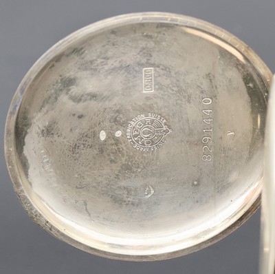 27027250c - OMEGA Silber Herrentaschenuhr um 1932, 800er Silber, Boden m. freiem Monogrammspiegel ...