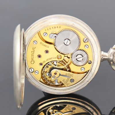 27027250d - OMEGA Silber Herrentaschenuhr um 1932, 800er Silber, Boden m. freiem Monogrammspiegel ...