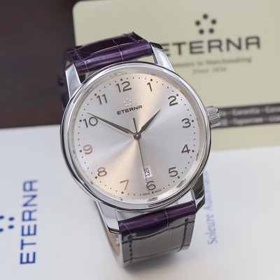 27027262b - ETERNA nahezu neuwertige große Herrenarmbanduhr in Stahl mit Box und Papier, Schweiz um ...