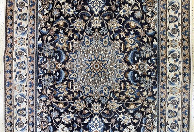 27027267b - Nain fein, Persien, Mitte 20.Jhd., Korkwolle mit Seide, ca. 206 x 128 cm, EHZ: 2 ...