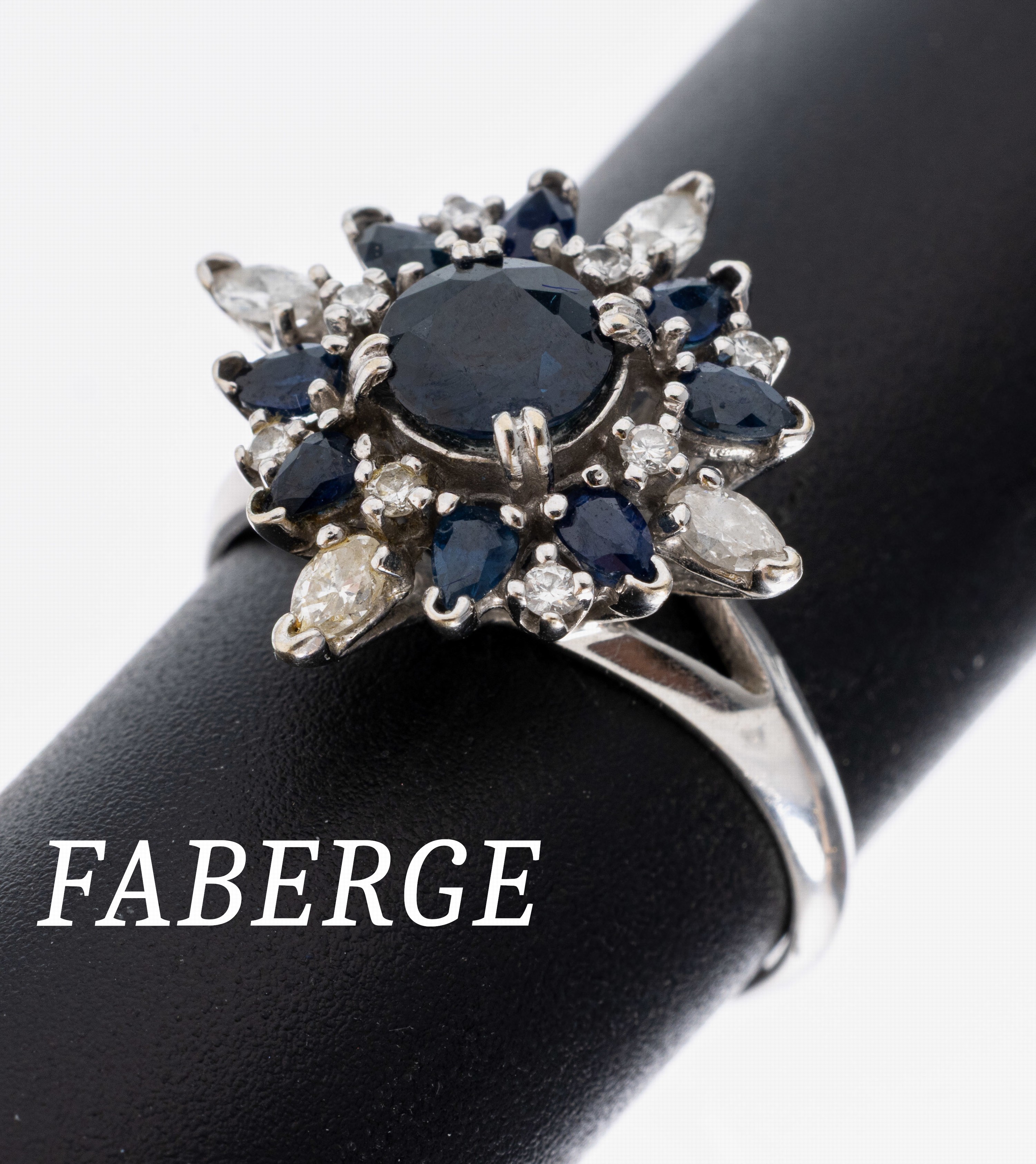 Image 27027395 - 18 kt Gold FABERGE Saphir-Diamant-Ring, WG 750/000, Modell Polarstern, FABERGE NEW ...