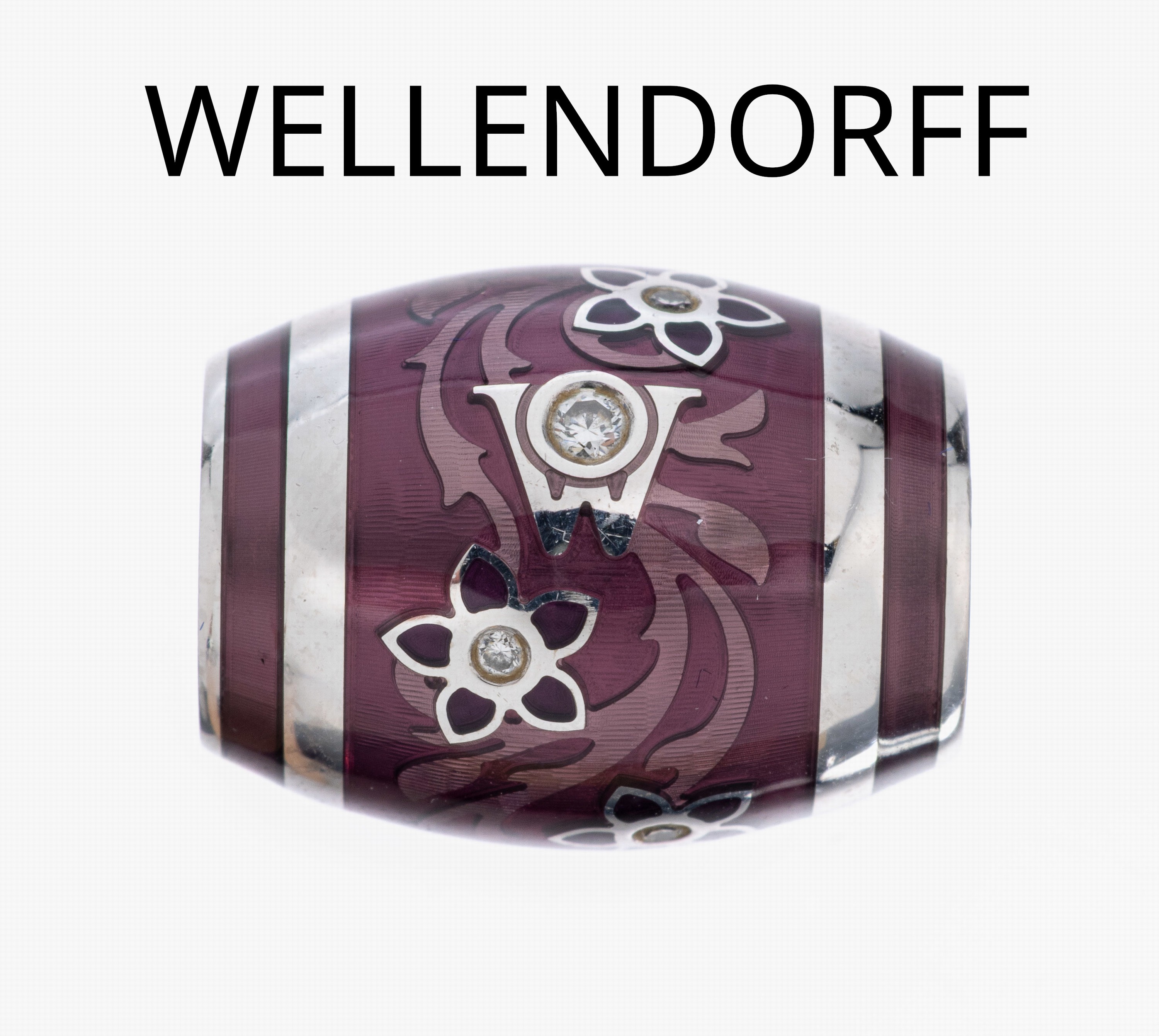 Image 27029527 - 18 kt Gold WELLENDORFF Brillant-Email-Ronde, WG 750/000, Modell ´Aubergine´, ...