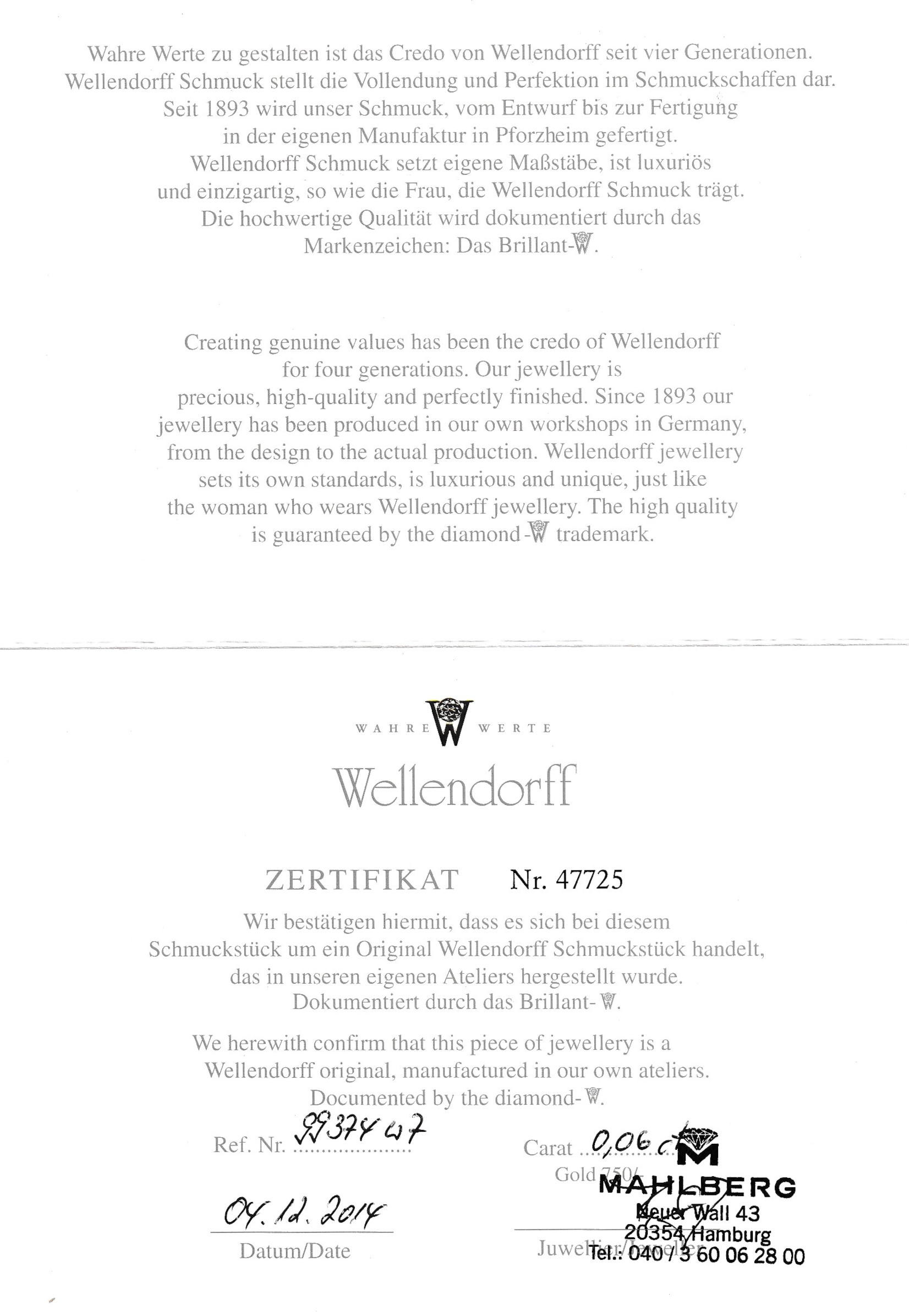 Detail a: 18 kt Gold WELLENDORFF Brillant-Email-Ronde, WG 750/000, Modell "Aubergine", transluzides auberginefarb. Email auf guillochiertem Grund, ...