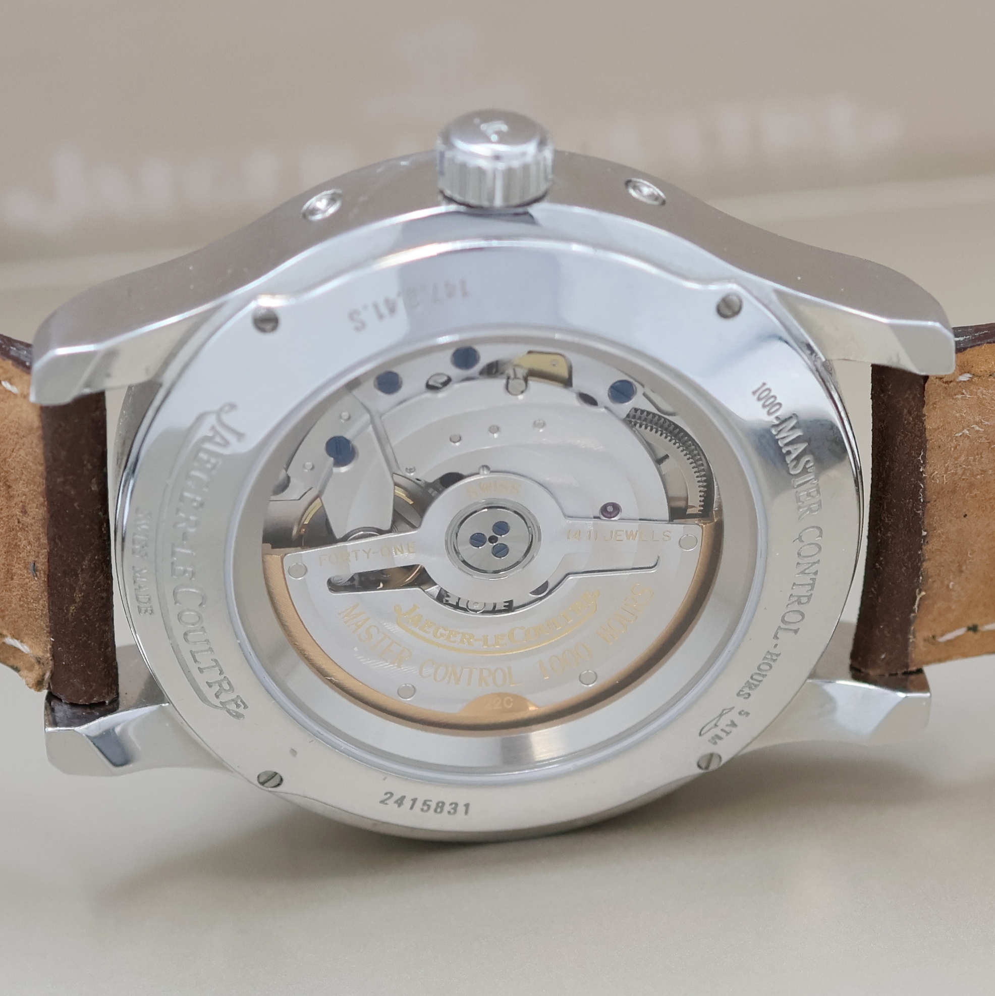 Detail e: Jaeger-LeCoultre Master Calender Armbanduhr mit Vollkalender in Stahl Referenz 147.8.41 S, Schweiz lt. Kopie des orig. Papiers verk. 2009, beids. ...