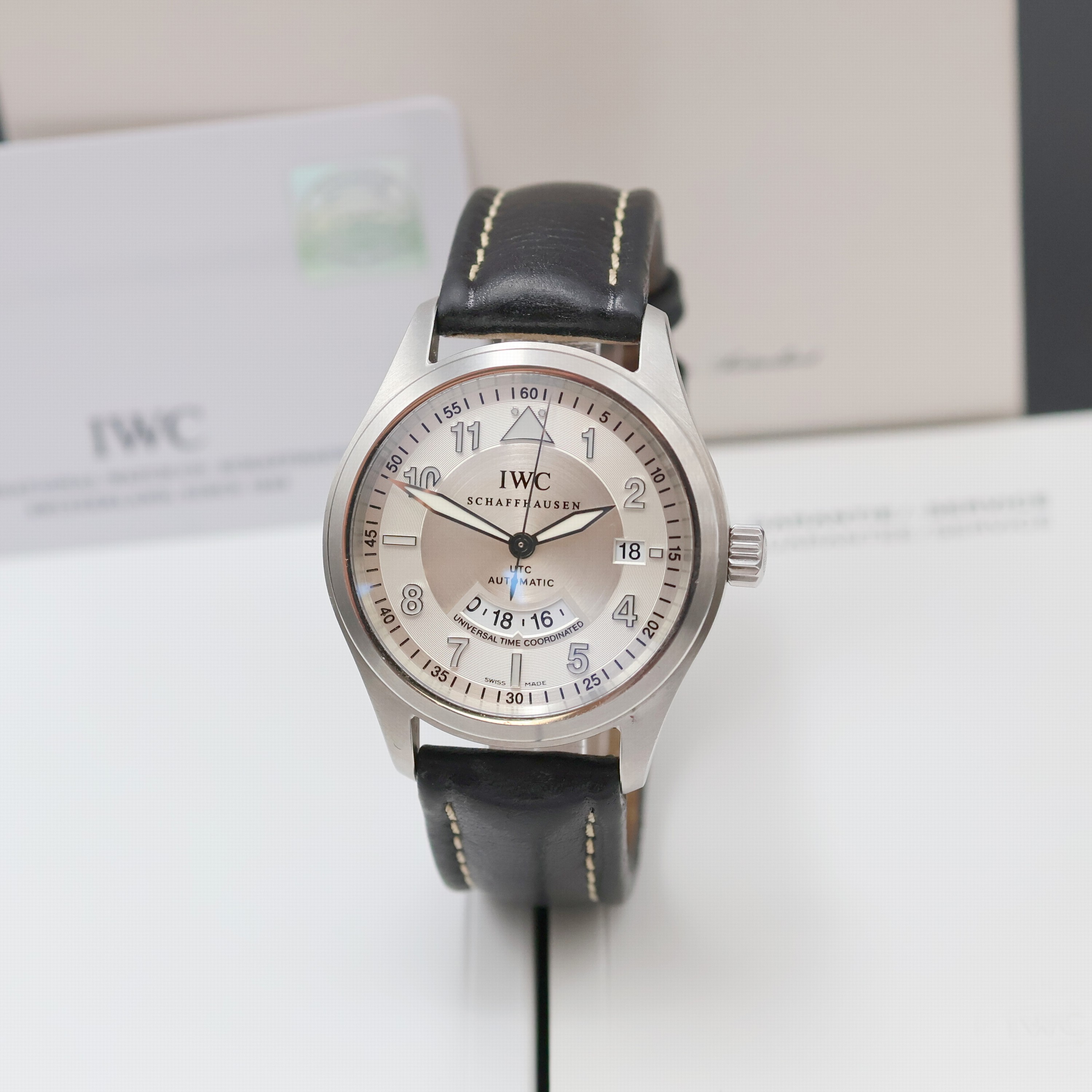 Image 27029536 - IWC UTC Herrenarmbanduhr in Stahl Referenz 3251, Schweiz lt. orig. Garantiekarte verk. ...