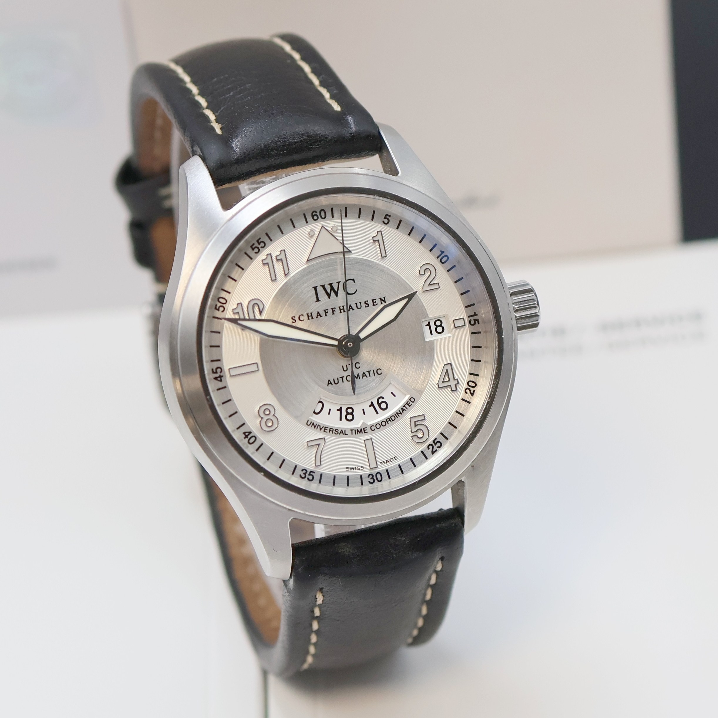 Detail b: IWC UTC Herrenarmbanduhr in Stahl Referenz 3251, Schweiz lt. orig. Garantiekarte verk. 2008, Automatik, 2-tlg. Geh., Boden u. Krone verschr., ...