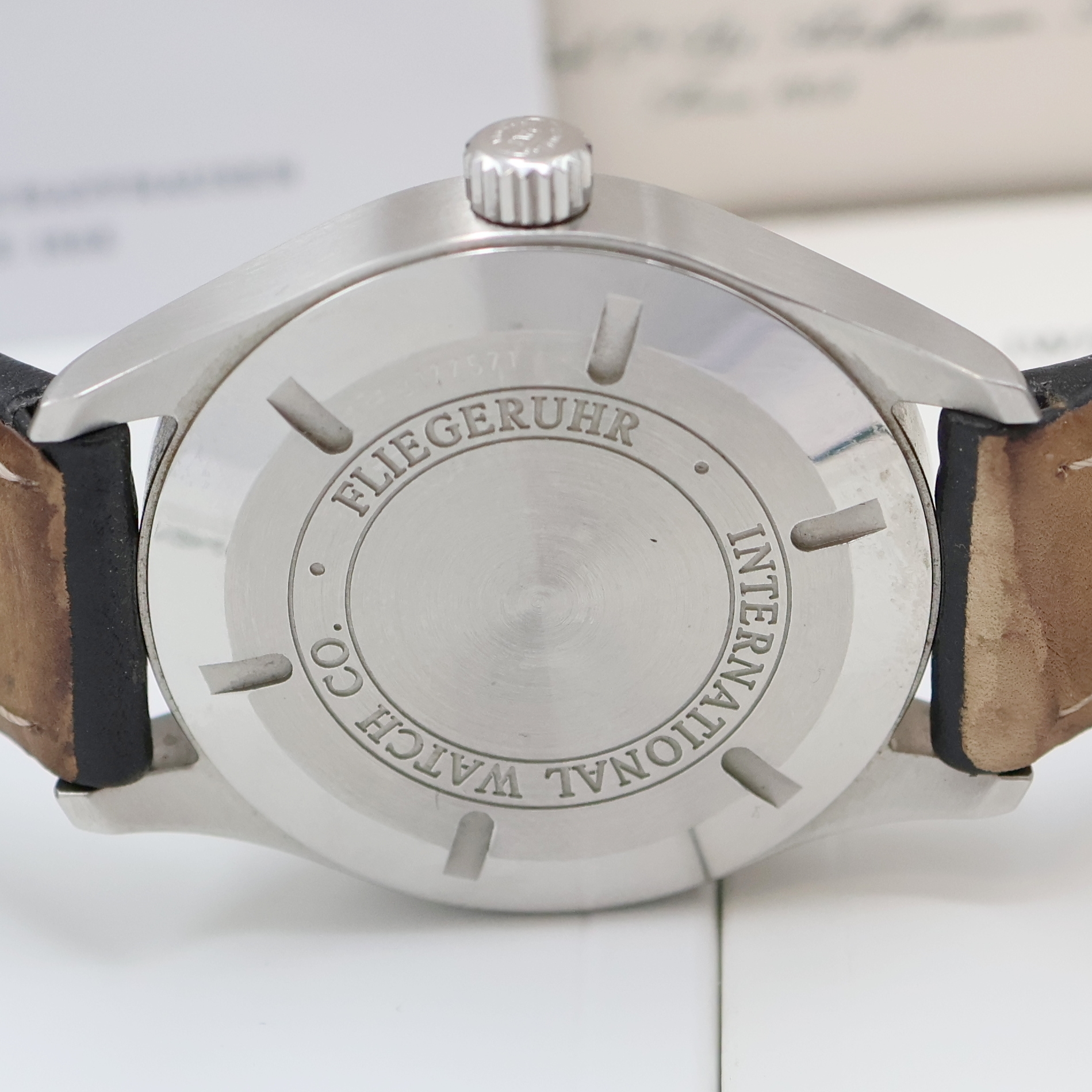Detail e: IWC UTC Herrenarmbanduhr in Stahl Referenz 3251, Schweiz lt. orig. Garantiekarte verk. 2008, Automatik, 2-tlg. Geh., Boden u. Krone verschr., ...