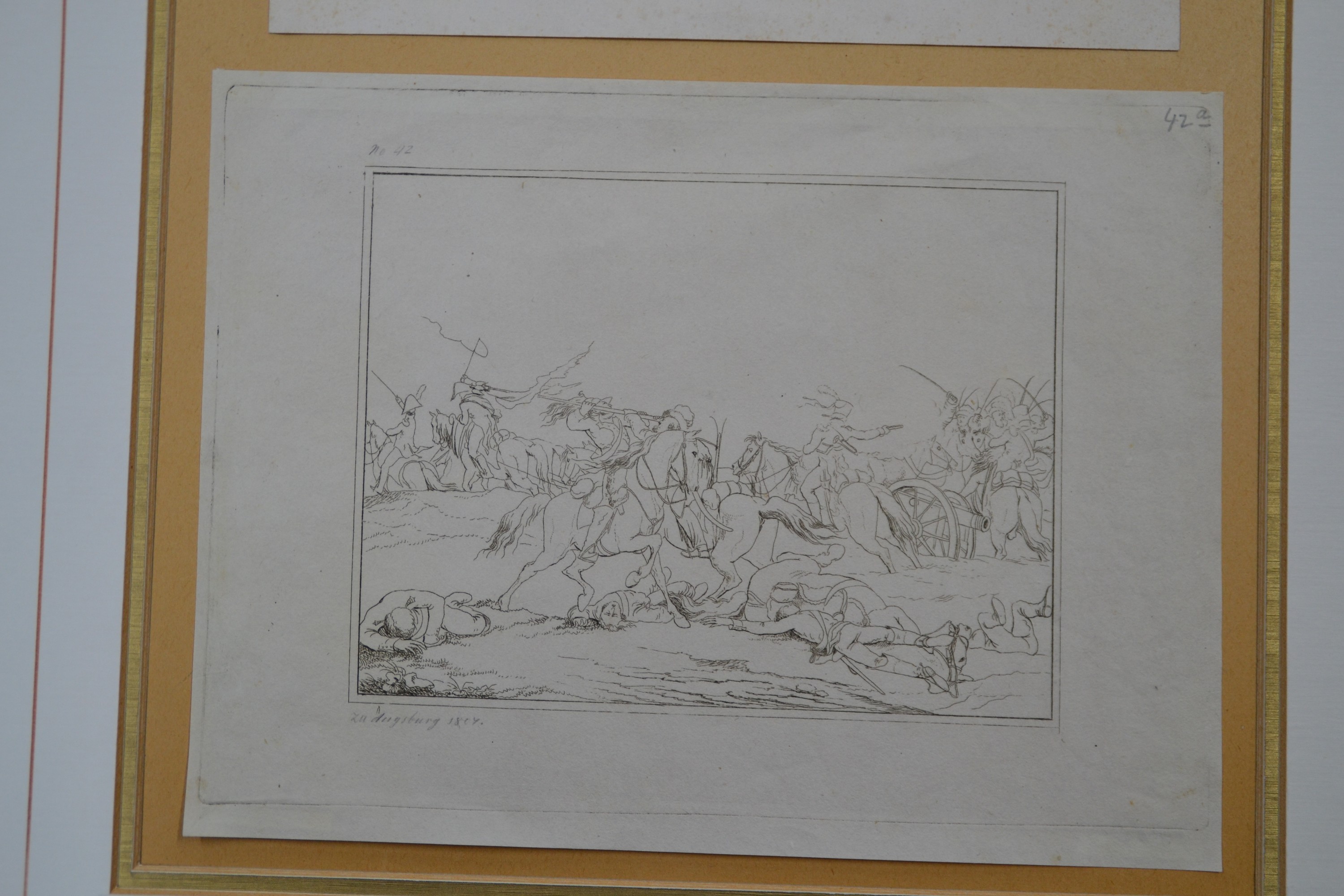 Detail d: Albrecht Adam, 1786 Nördlingen-1862 München, Konvolut aus 5 Radierungen: 2 Tränkeszenen sowohl mit Pferden und Knechten als auch mit Kühen und ...