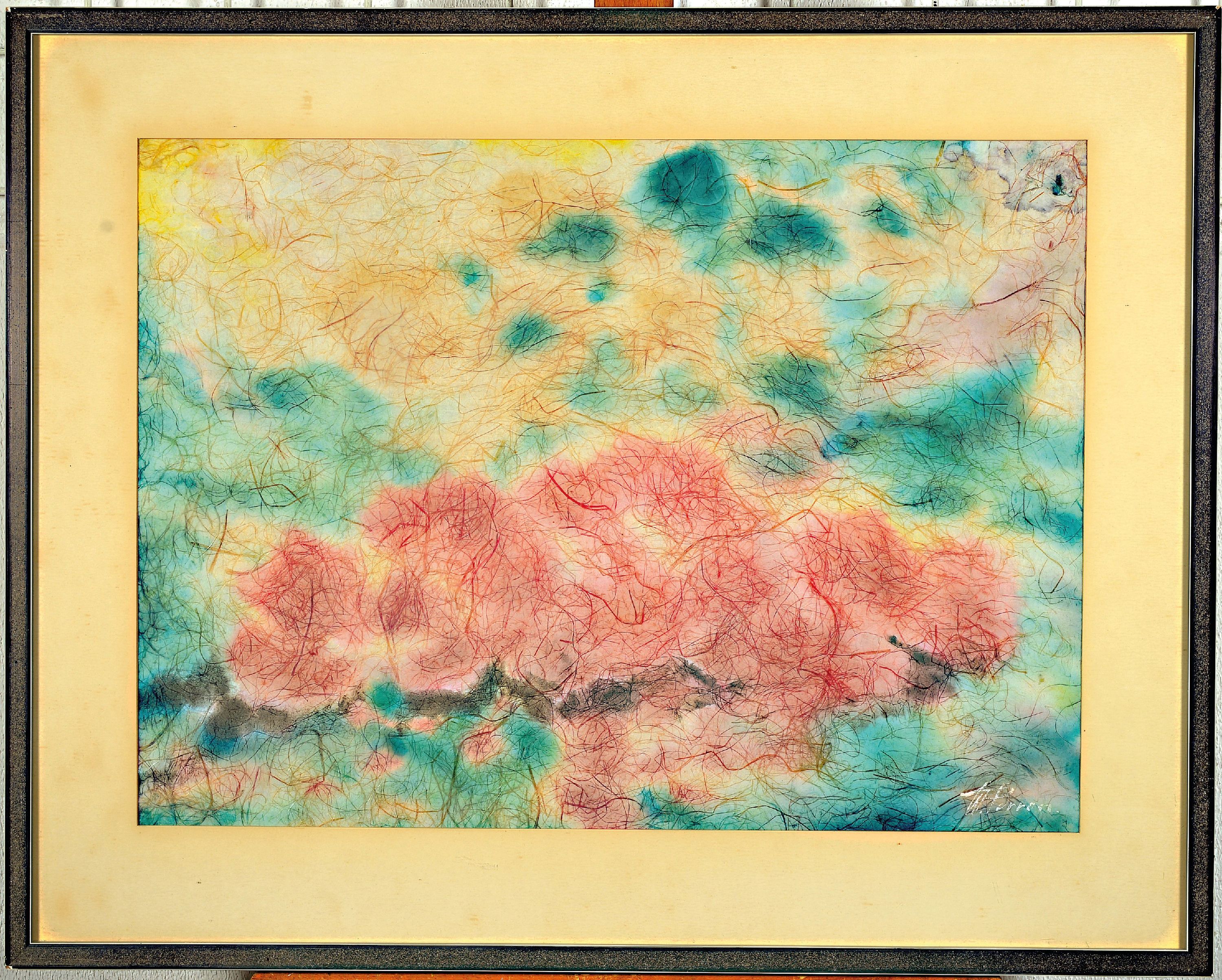 Detail k: Walter Perron, 1895-1970 Frankenthal, abstrakte Komposition, Aquarell auf handgeschöpftem Büttenpapier, rechts unten signiert, ca. 45x62cm, PP, ...