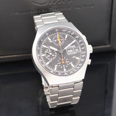 27029725b - SINN Armbandchronograph 157 in Stahl, Schweiz um 1987, Automatik, matt. Geh., neutr. ...