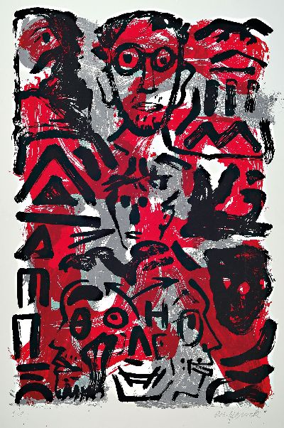 Image A.R. Penck, 1939-2017, Sascha Andersen, Farbsiebdruck, handsign. und bez.: e.a., Auflage ...